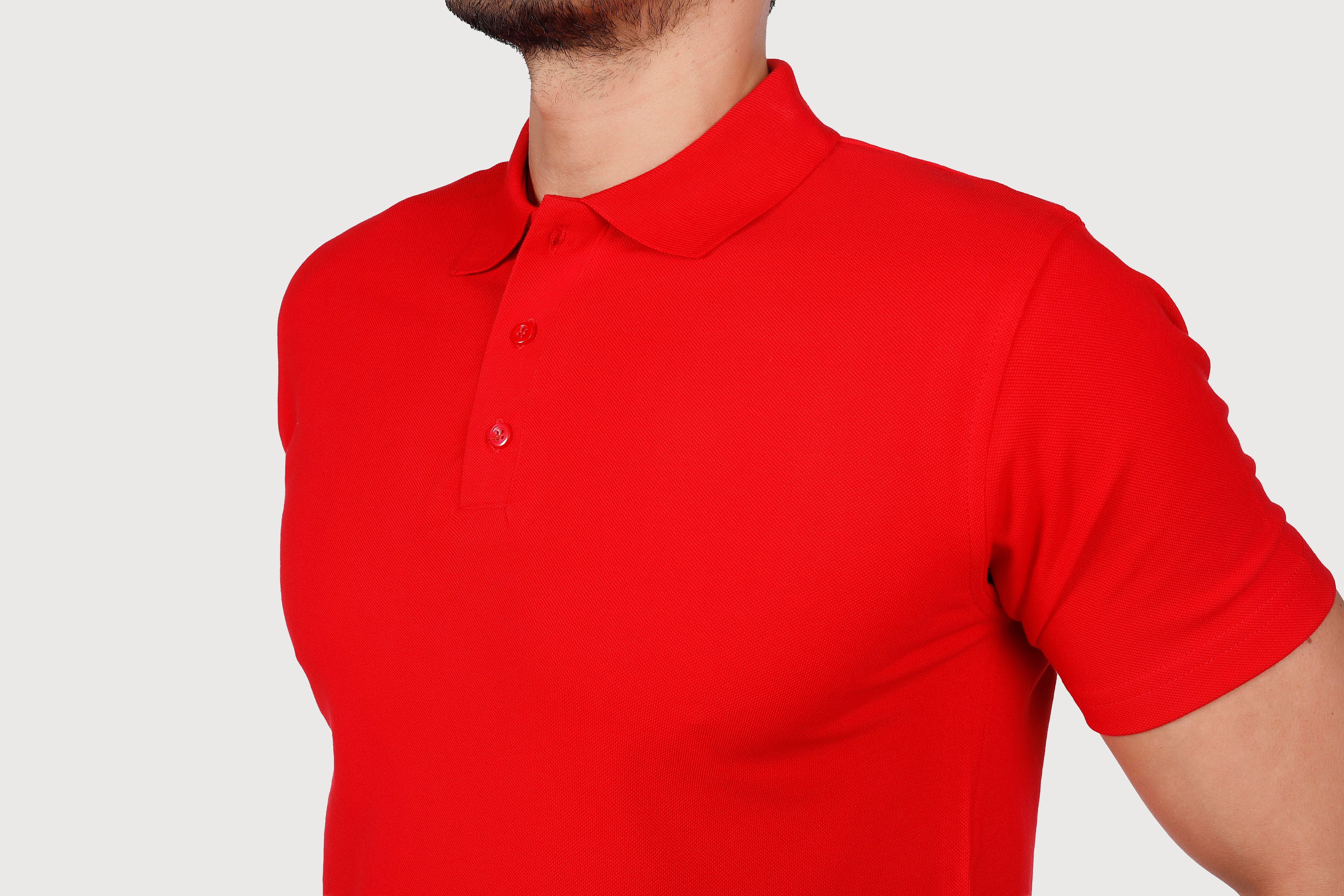 Kırmızı Polo Yaka Penye Tişört