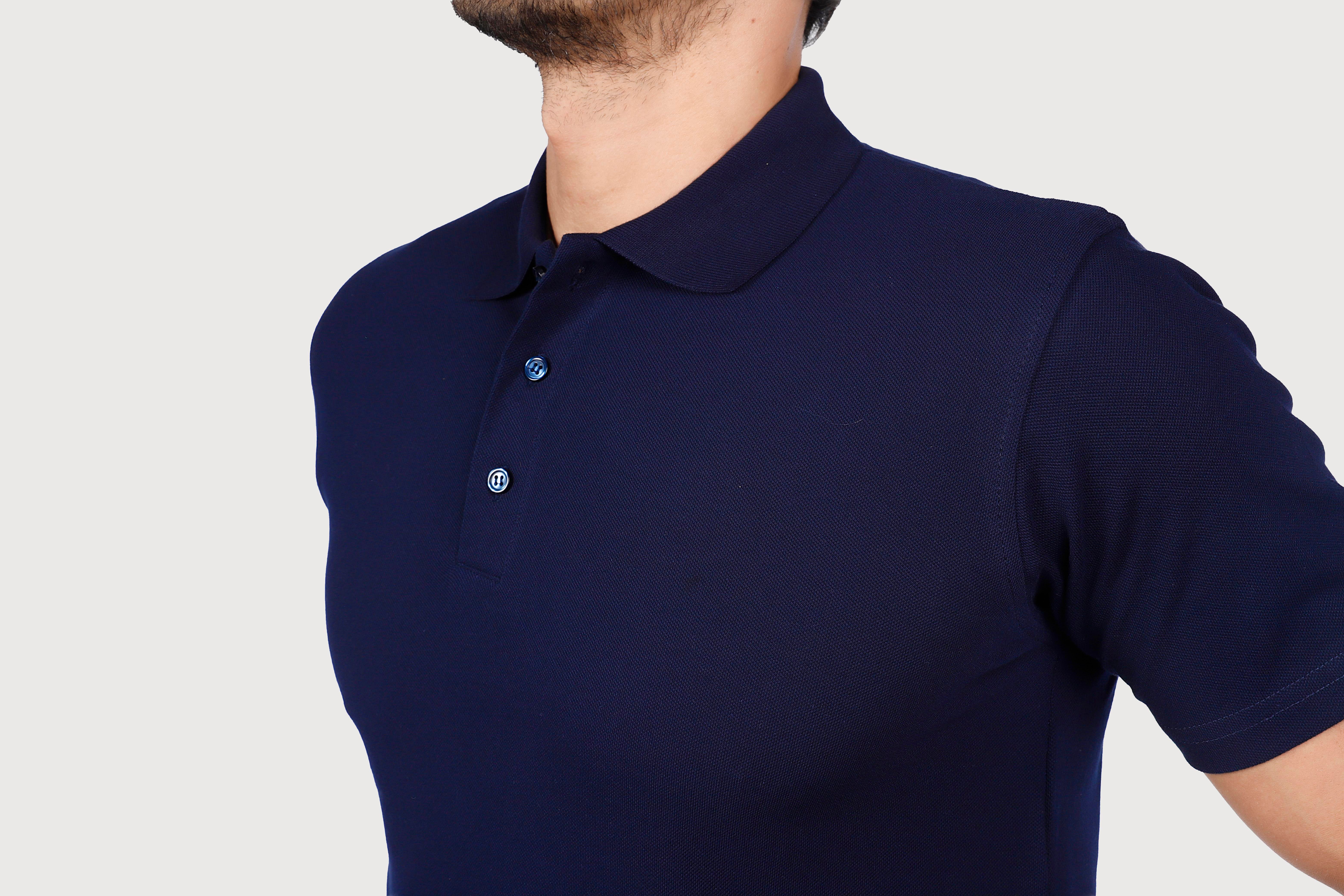 Lacivert Polo Yaka Penye Tişört