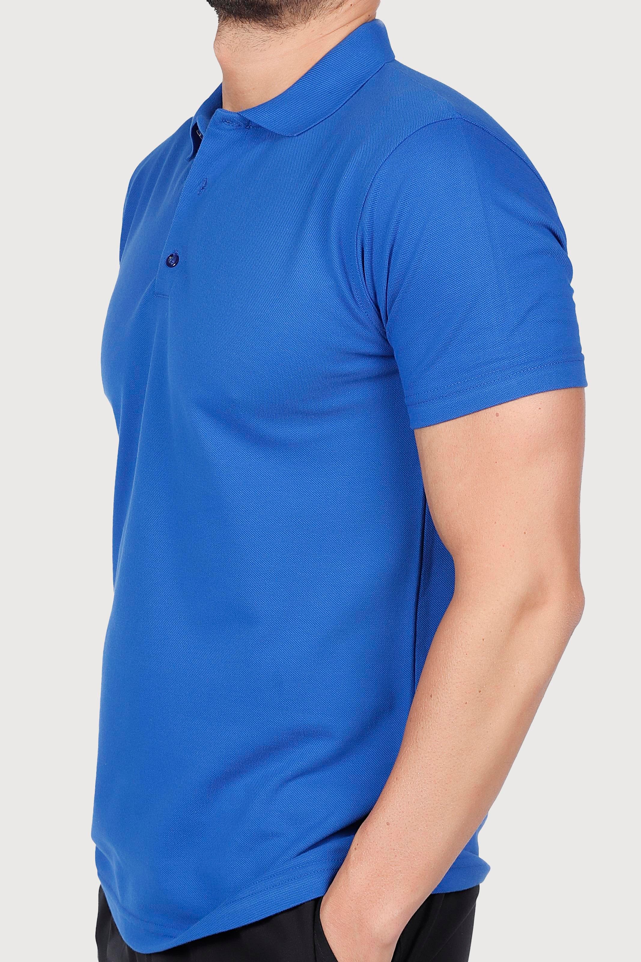 Saks Mavi Polo Yaka Penye Tişört