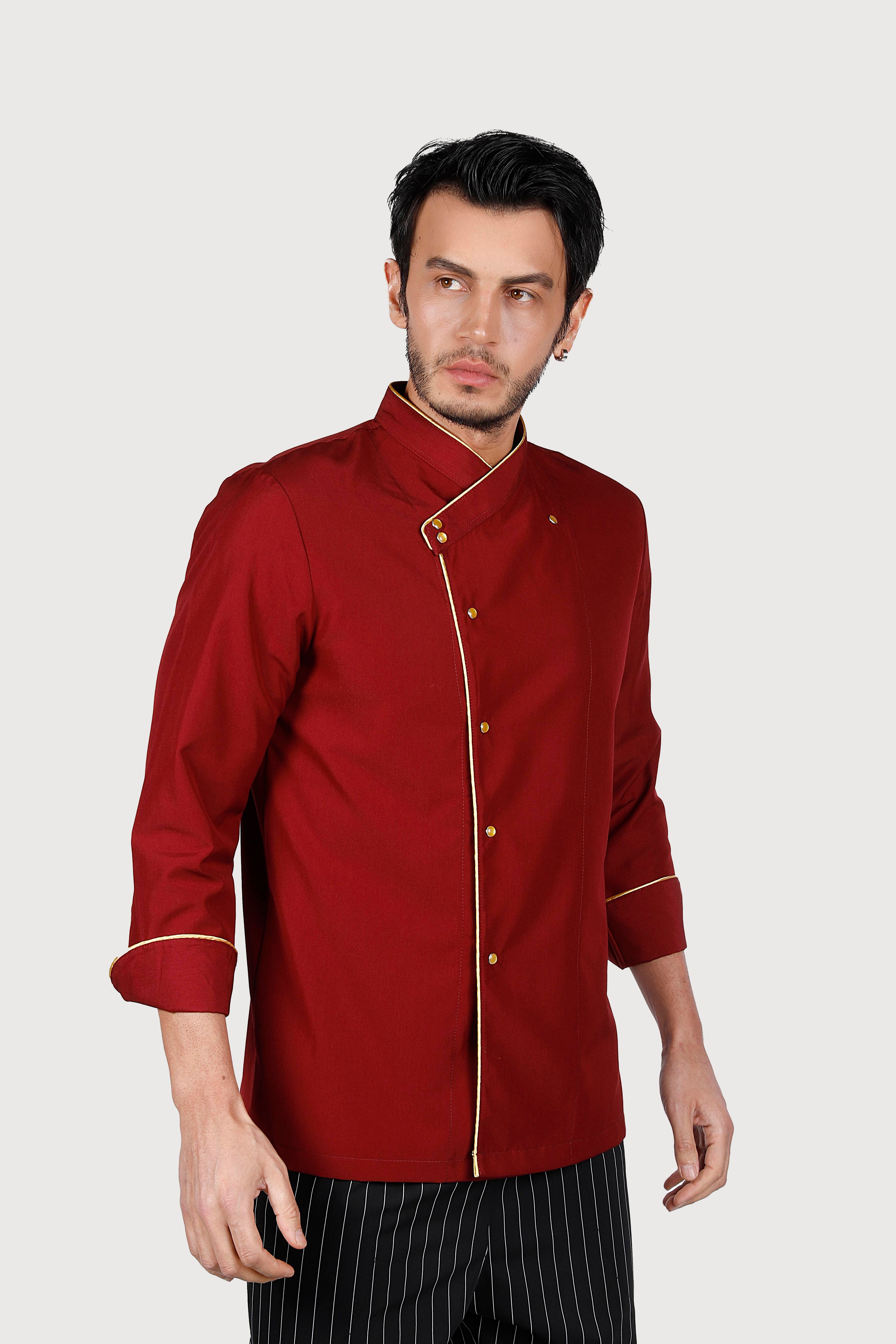 Şal Yaka Bordo Gold Biyeli