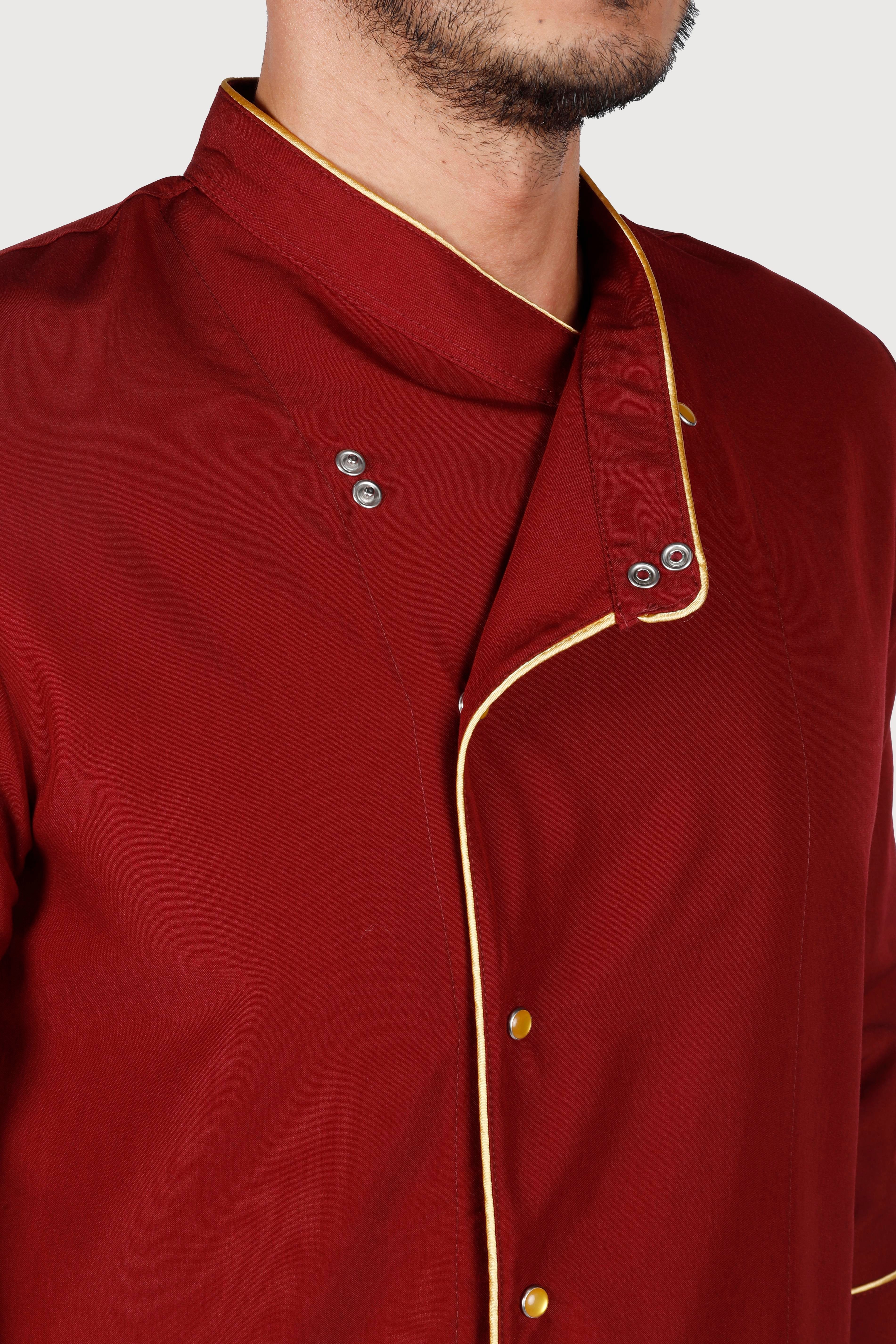 Şal Yaka Bordo Gold Biyeli