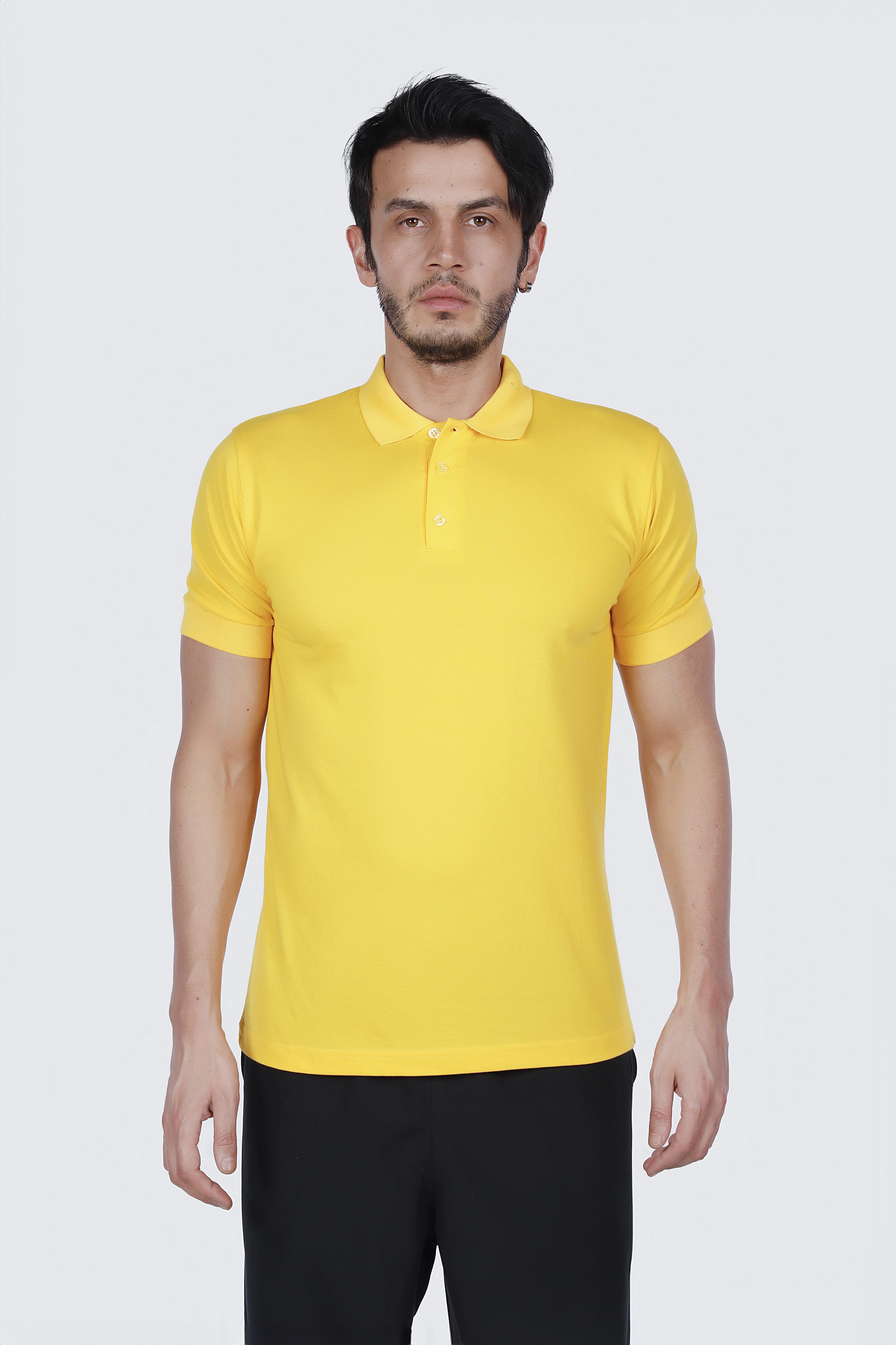 SARI POLO YAKA 50/50 Pamuk Polyester TİŞORT