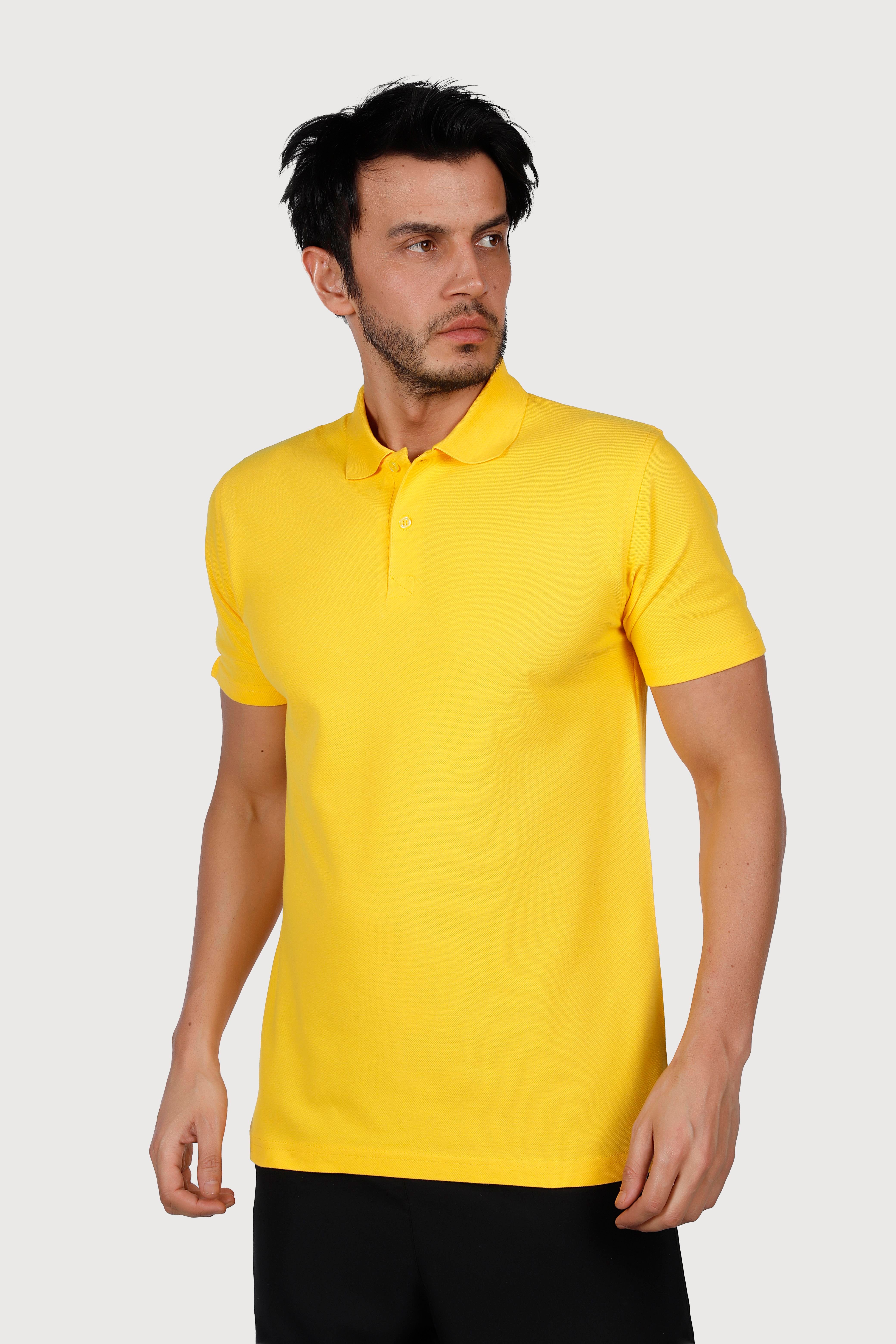 Sarı Polo Yaka Penye Tişört