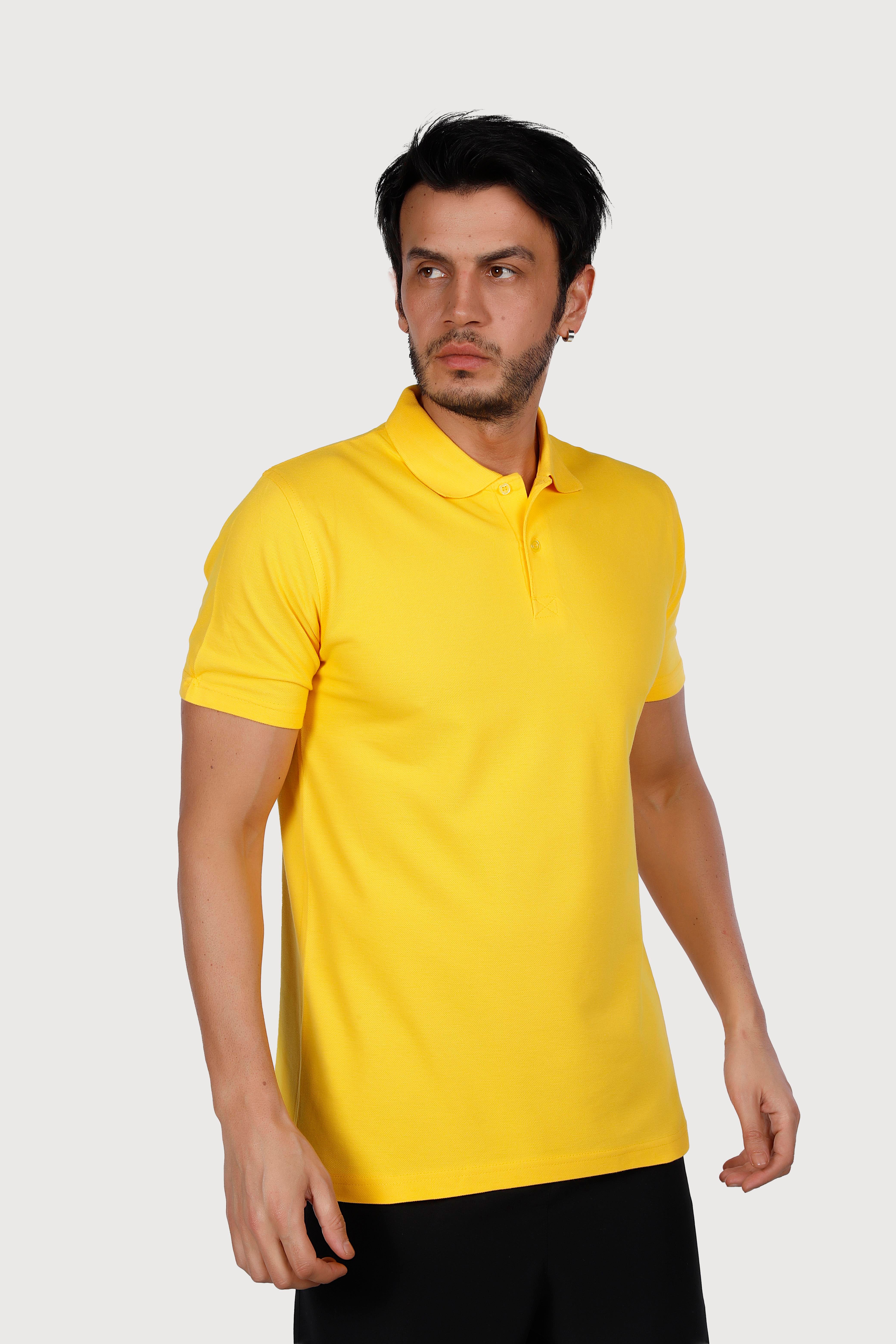 Sarı Polo Yaka Penye Tişört
