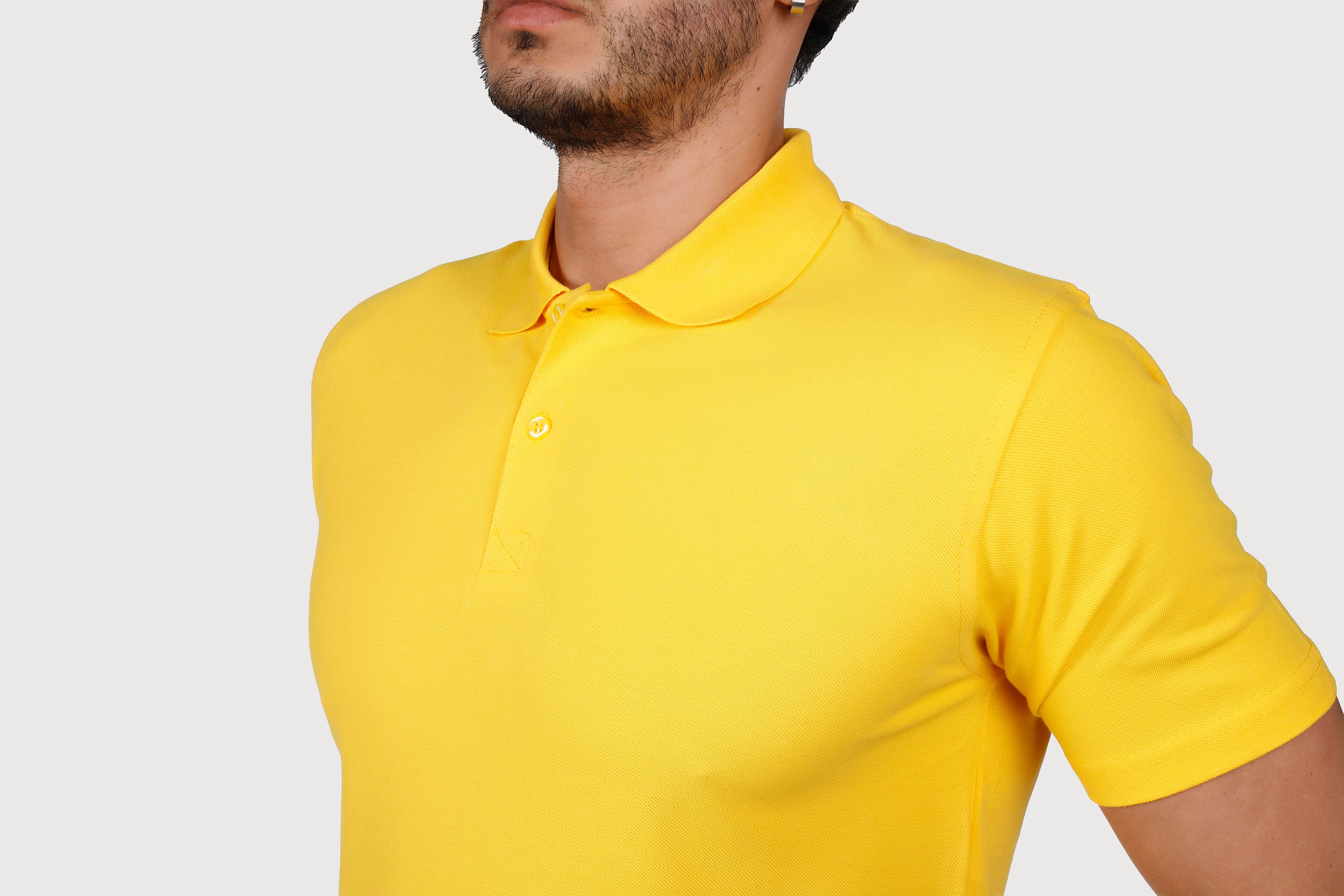 Sarı Polo Yaka Penye Tişört