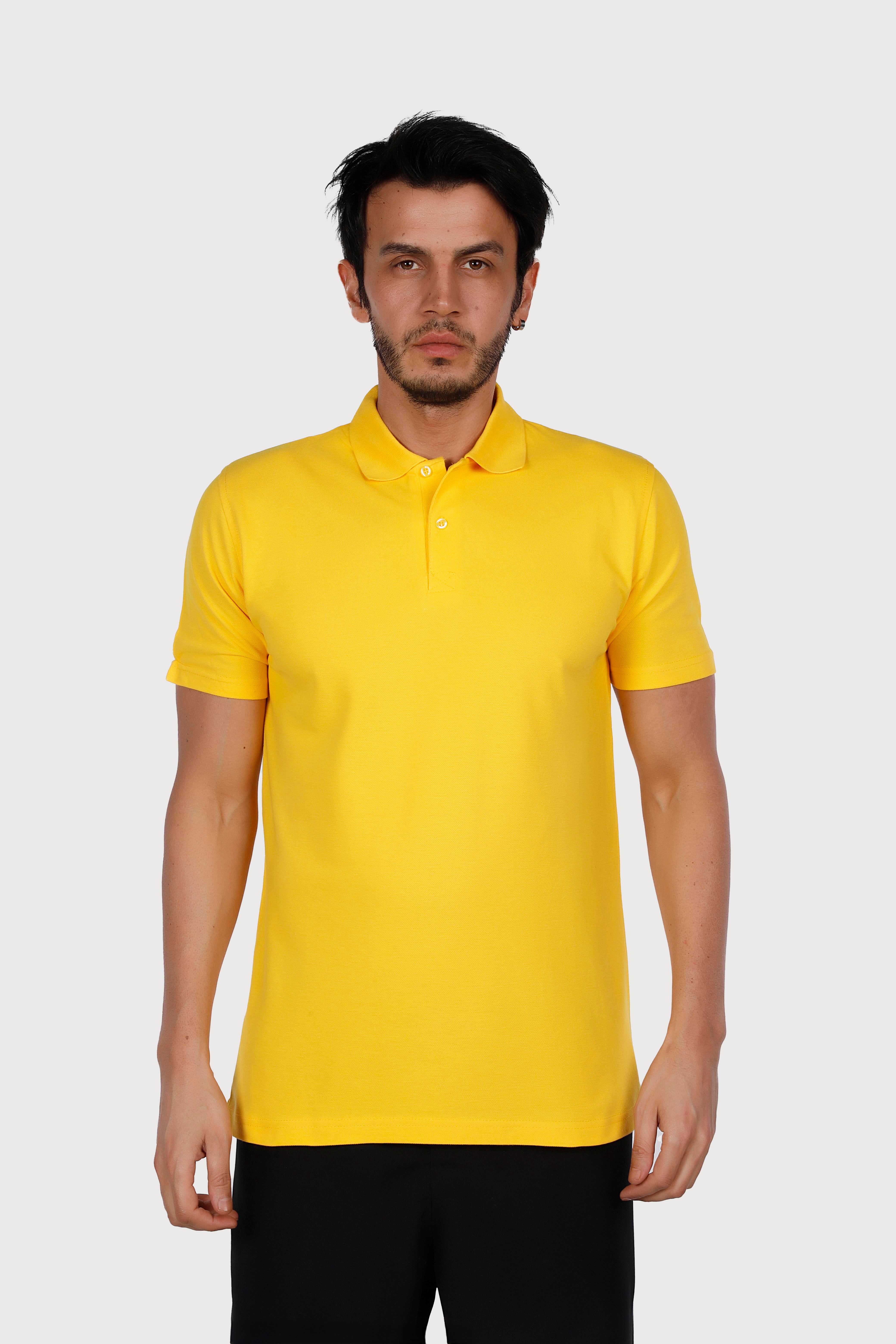 Sarı Polo Yaka Penye Tişört
