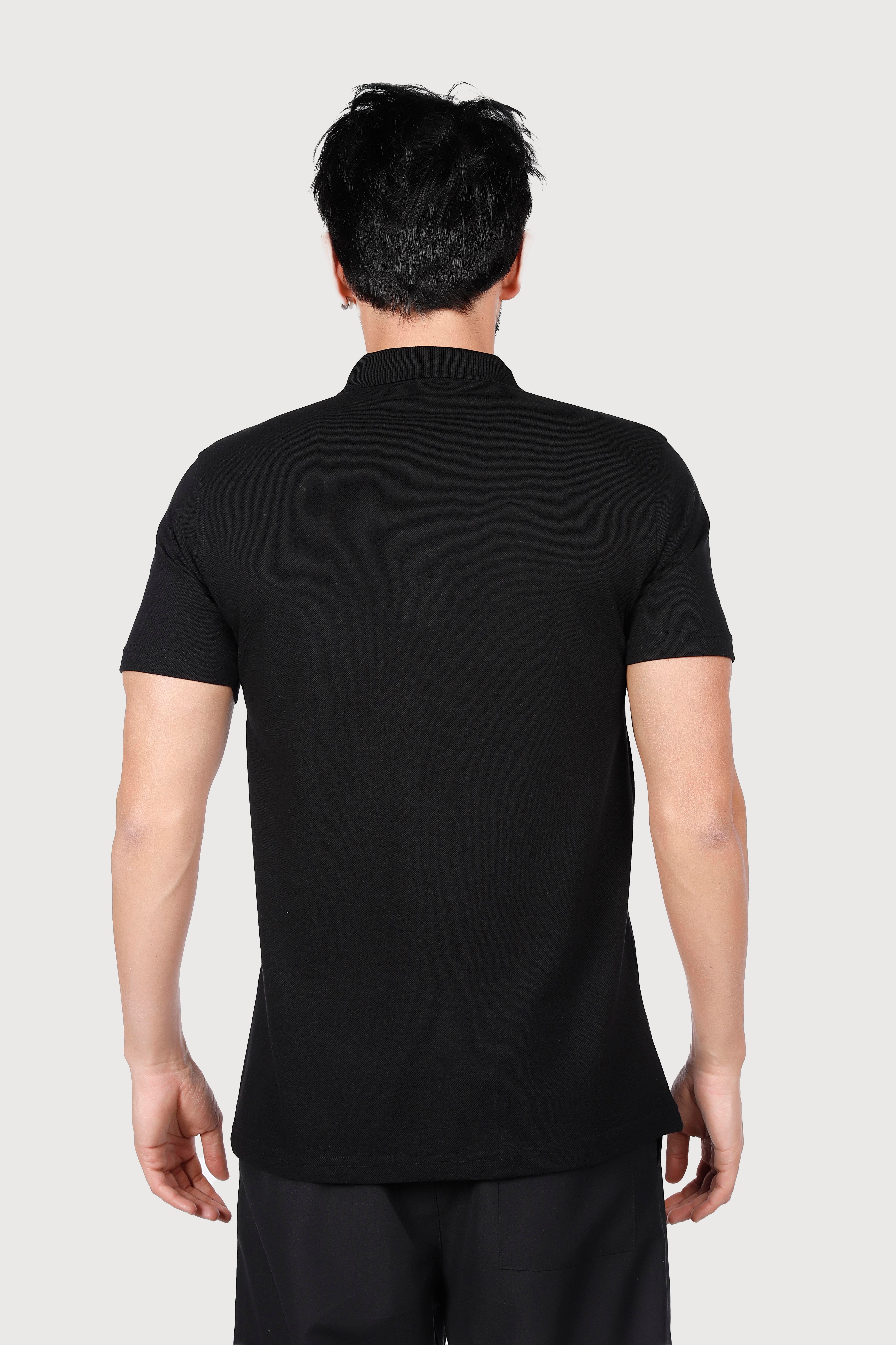 Siyah Polo Yaka Penye Tişört