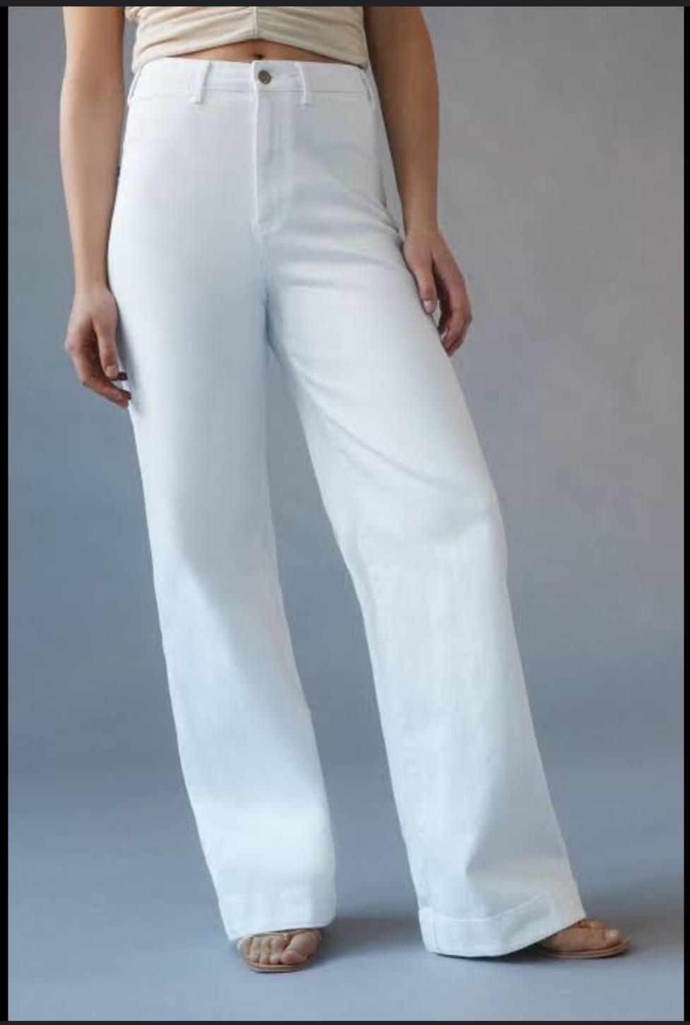 ANTHROPOLOGIE ORJ BEYAZ LİKRALI PLAZZO JEAN