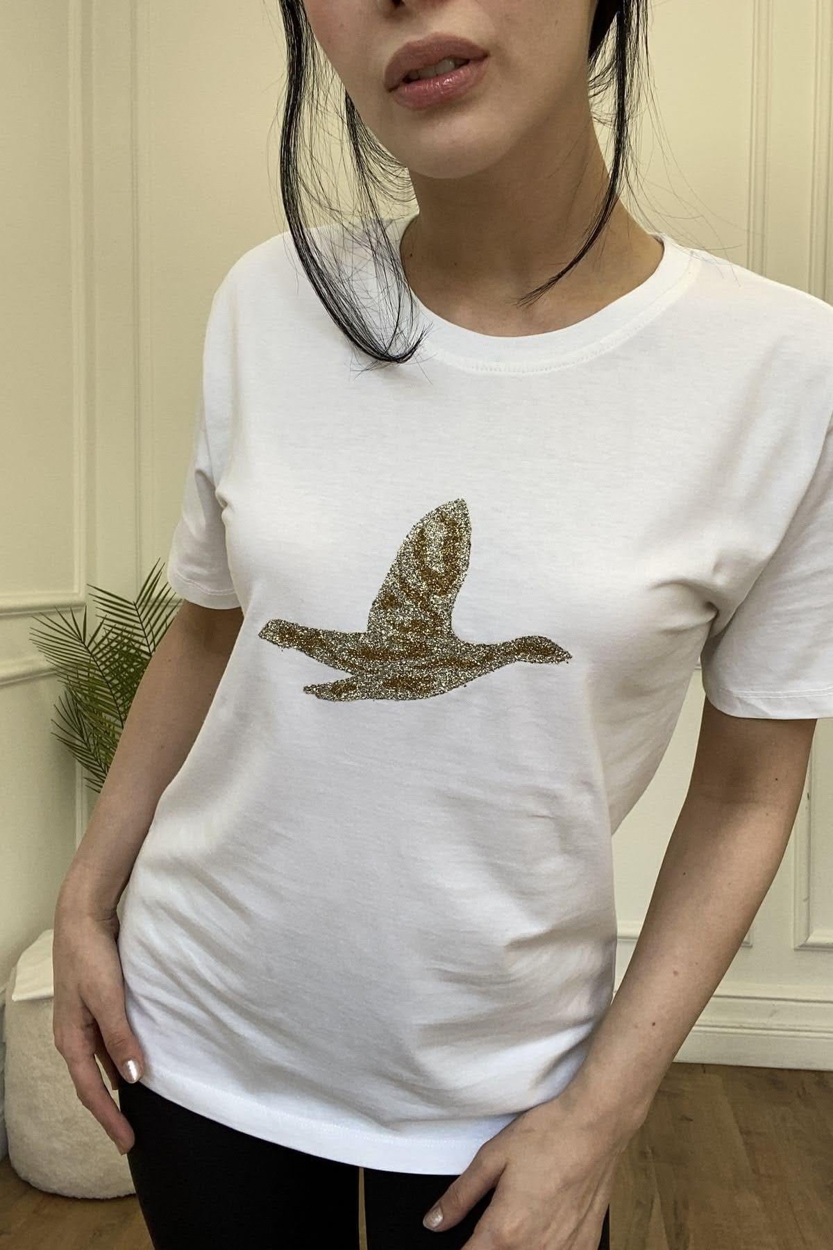 BEYAZ BİSİKLET YAKA  BASIC T-SHIRT
