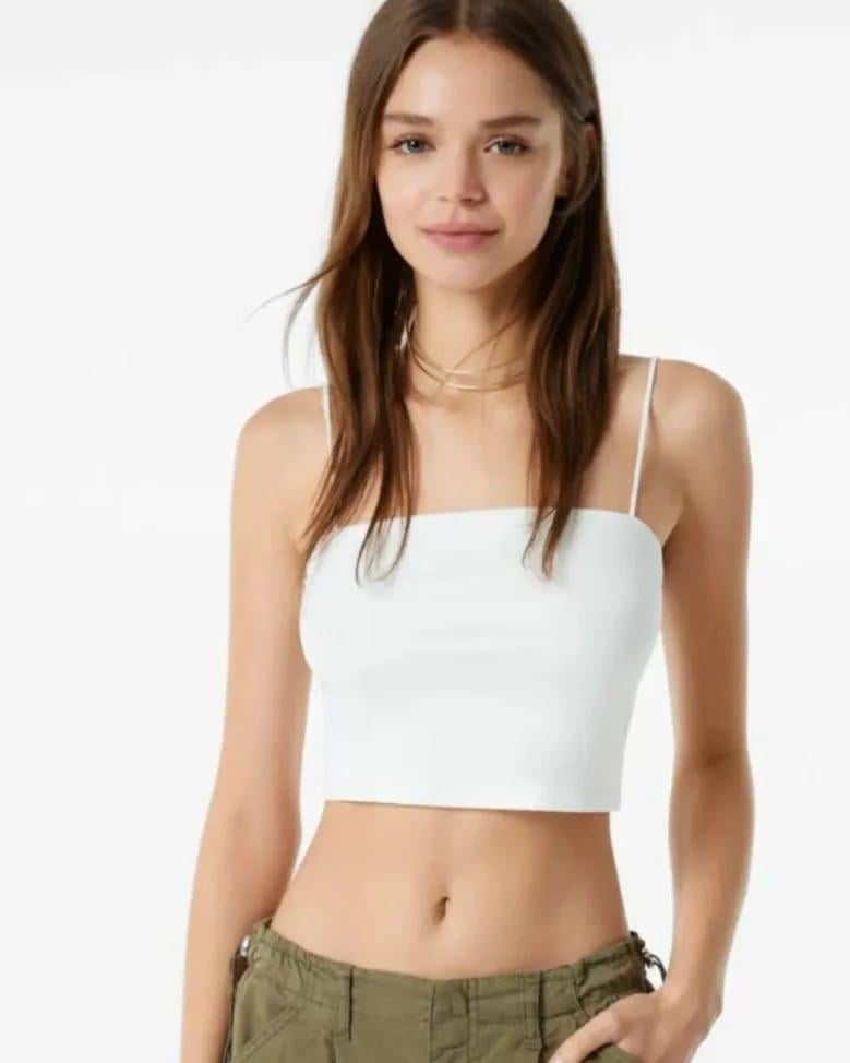 BRSHK ORJ BEYAZ İP ASKILI CROP BODY