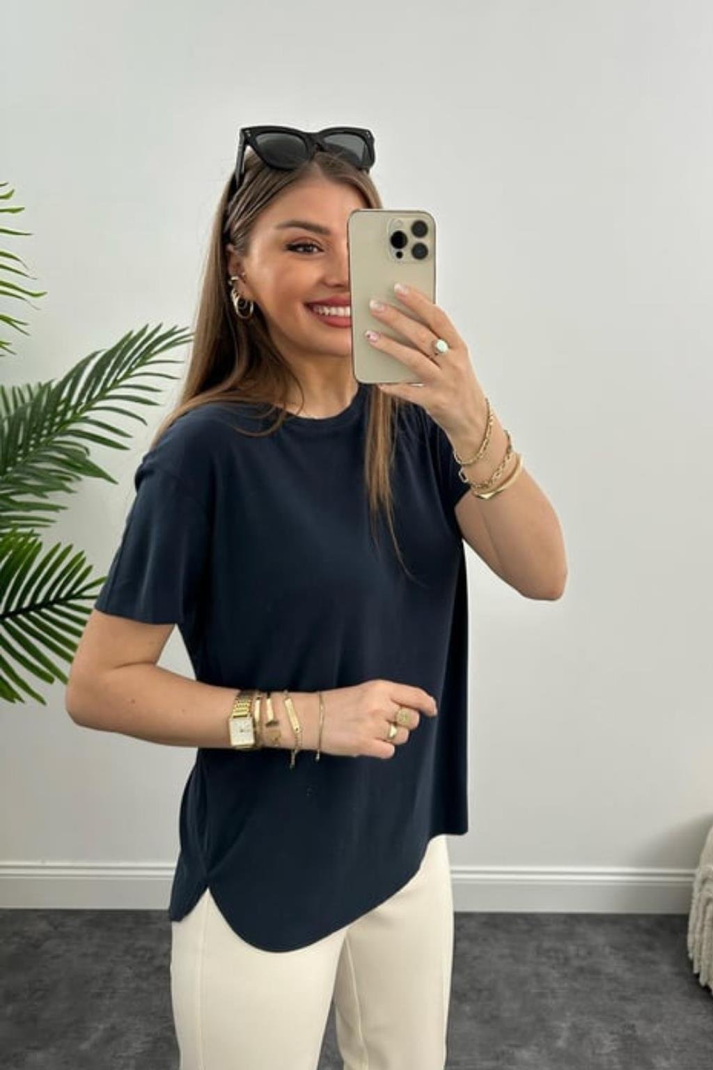 LACİVERT BİSİKLET YAKA T-SHIRT