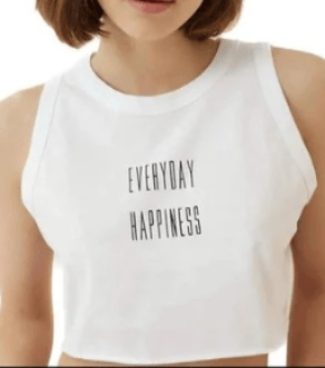 NEW LOOK ORJ BEYAZ HALTER YAKA YAZI BASKILI CROP 