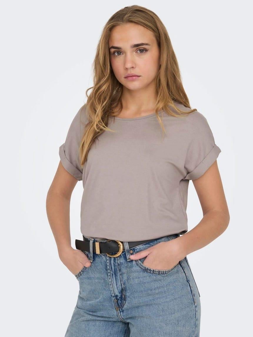 ONLY ORJ BEJ BİSİKLET YAKA BASIC T-SHIRT