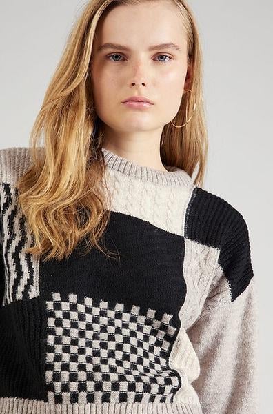 ONLY ORJ KISA RENKLİ BLOCK O-NECK TRİKO KAZAK