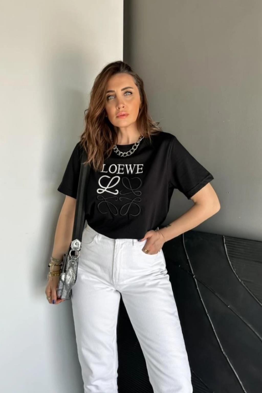 ORJ MARKA SİYAH BASKILI BİSİKLET YAKA T-SHIRT