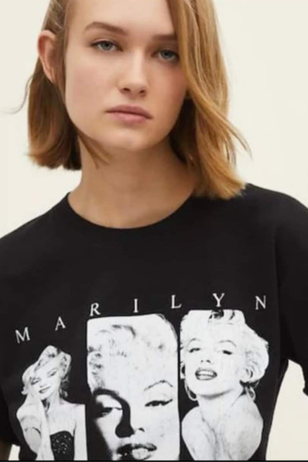 ORJ MARKA SİYAH MARILYN MONROE BASKILI T-SHIRT