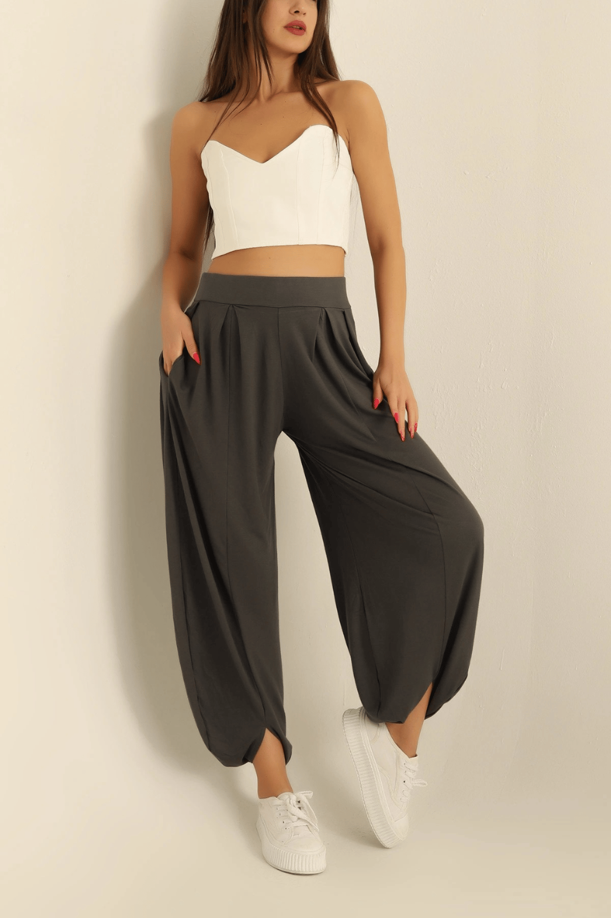 OYSHO MODEL ANTRASİT KONFORT DELUKS MODAL ŞALVAR PANTOLON