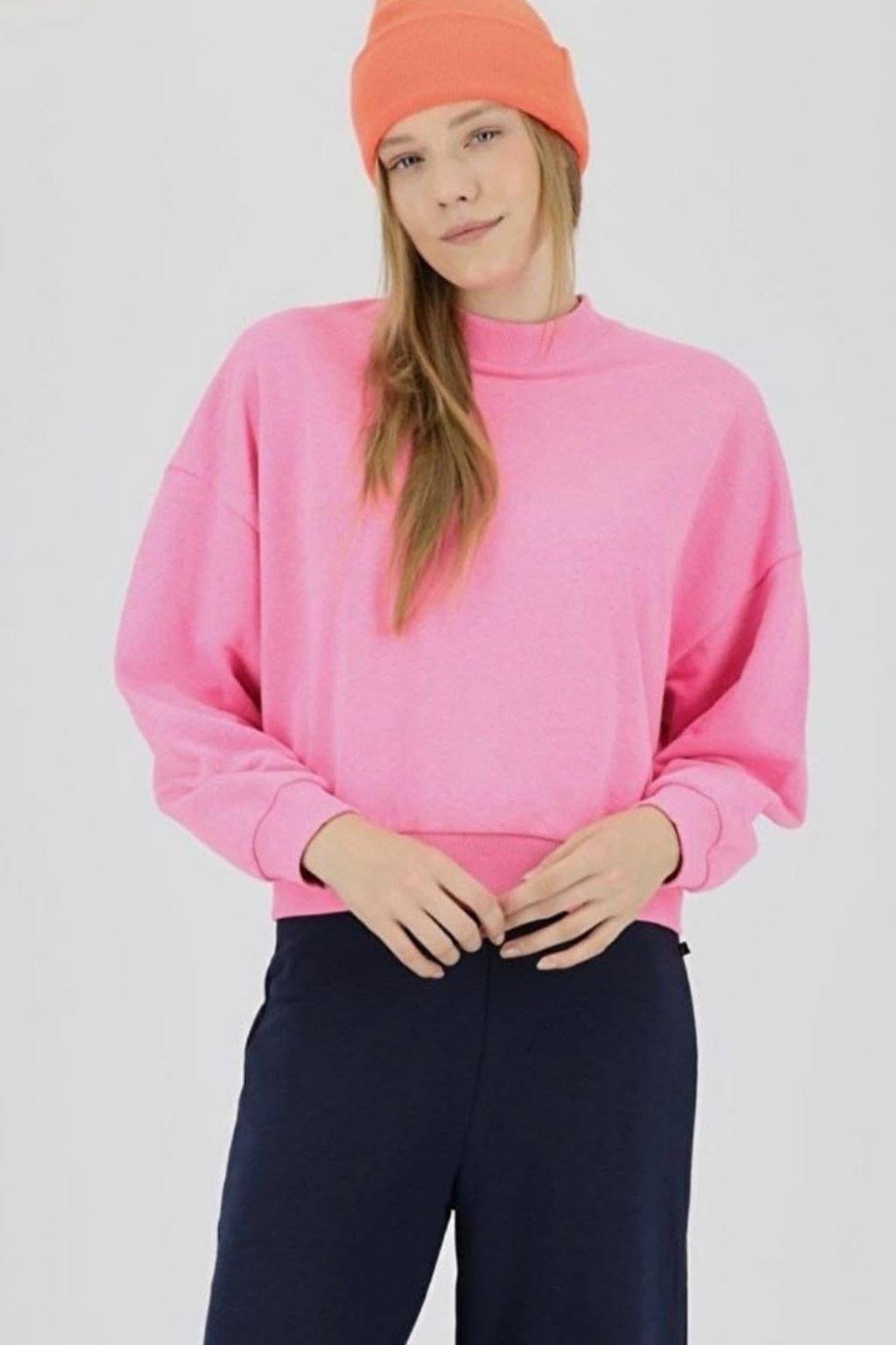 PEMBE BİSİKLET YAKA BASIC SWEATSHIRT