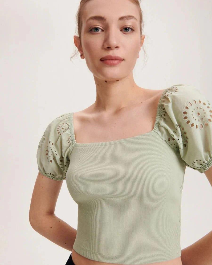 RESERVED ORJ LİMON KÜFÜ KOLU FİSTOLU CROP BODY
