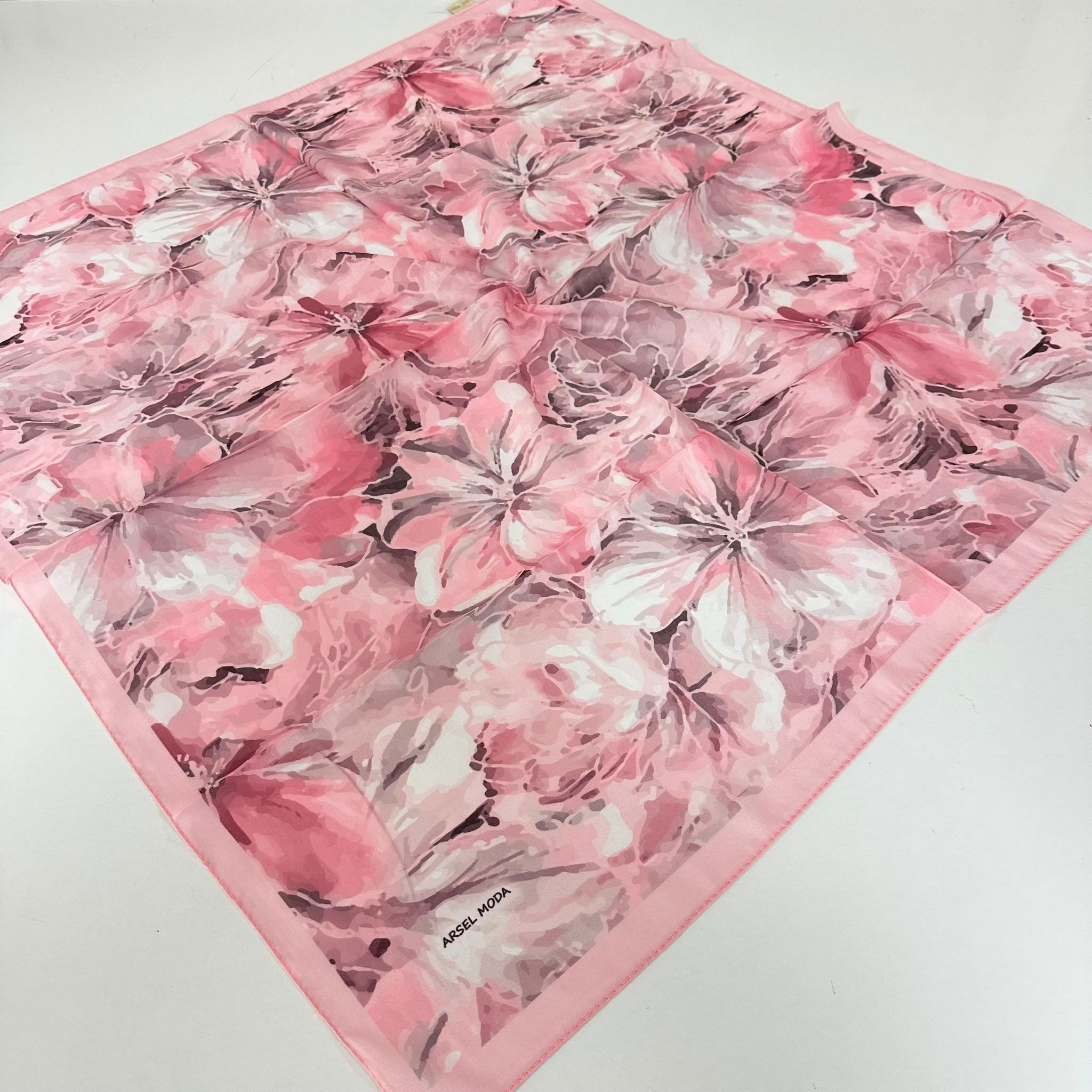 ARSEL MODA Soft Pamuklu Eşarp İtalyan Dikişli Pembe Serisi  LRB6909