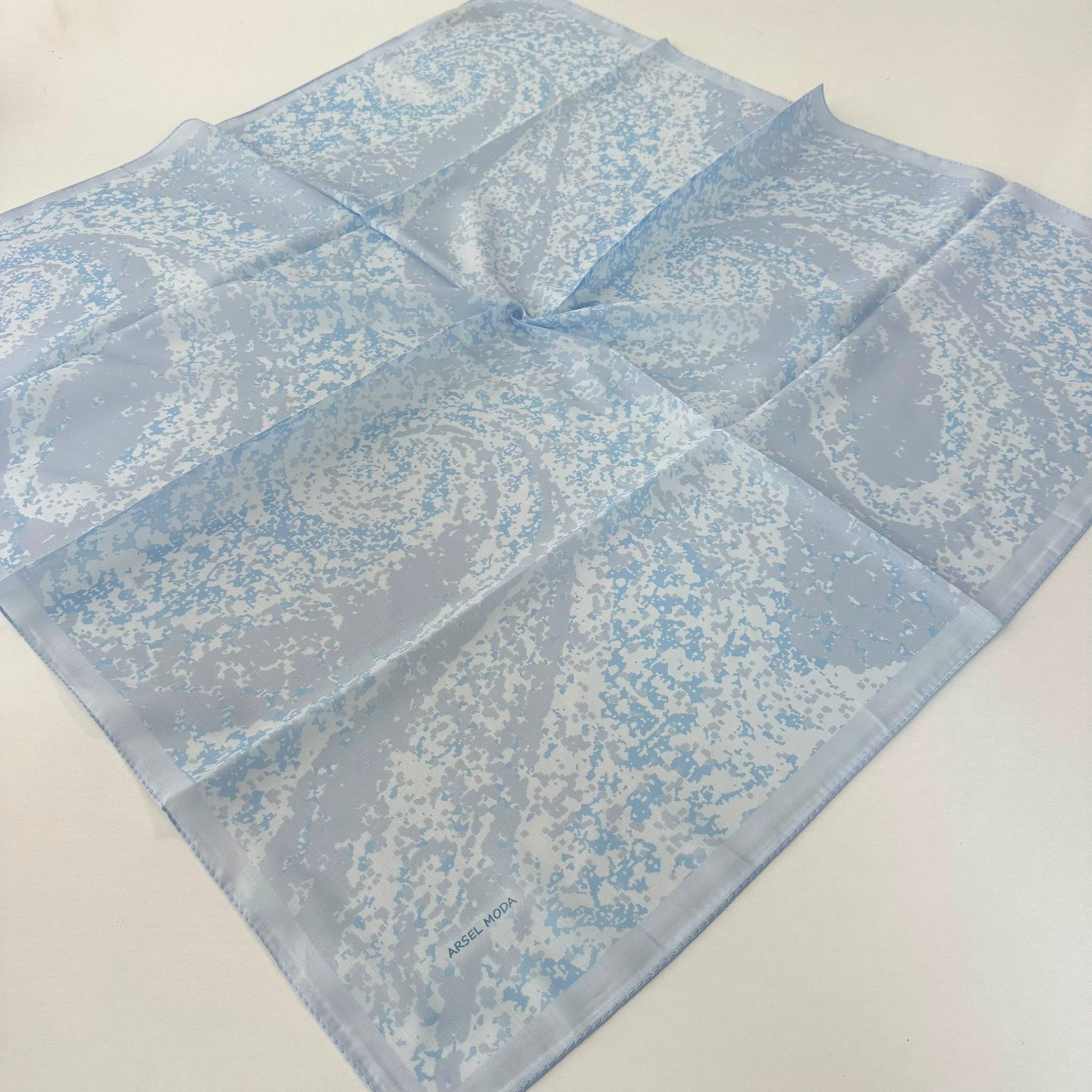 ARSEL MODA Soft Pamuklu Eşarp İtalyan Dikişli Mavi Serisi  LRB7105