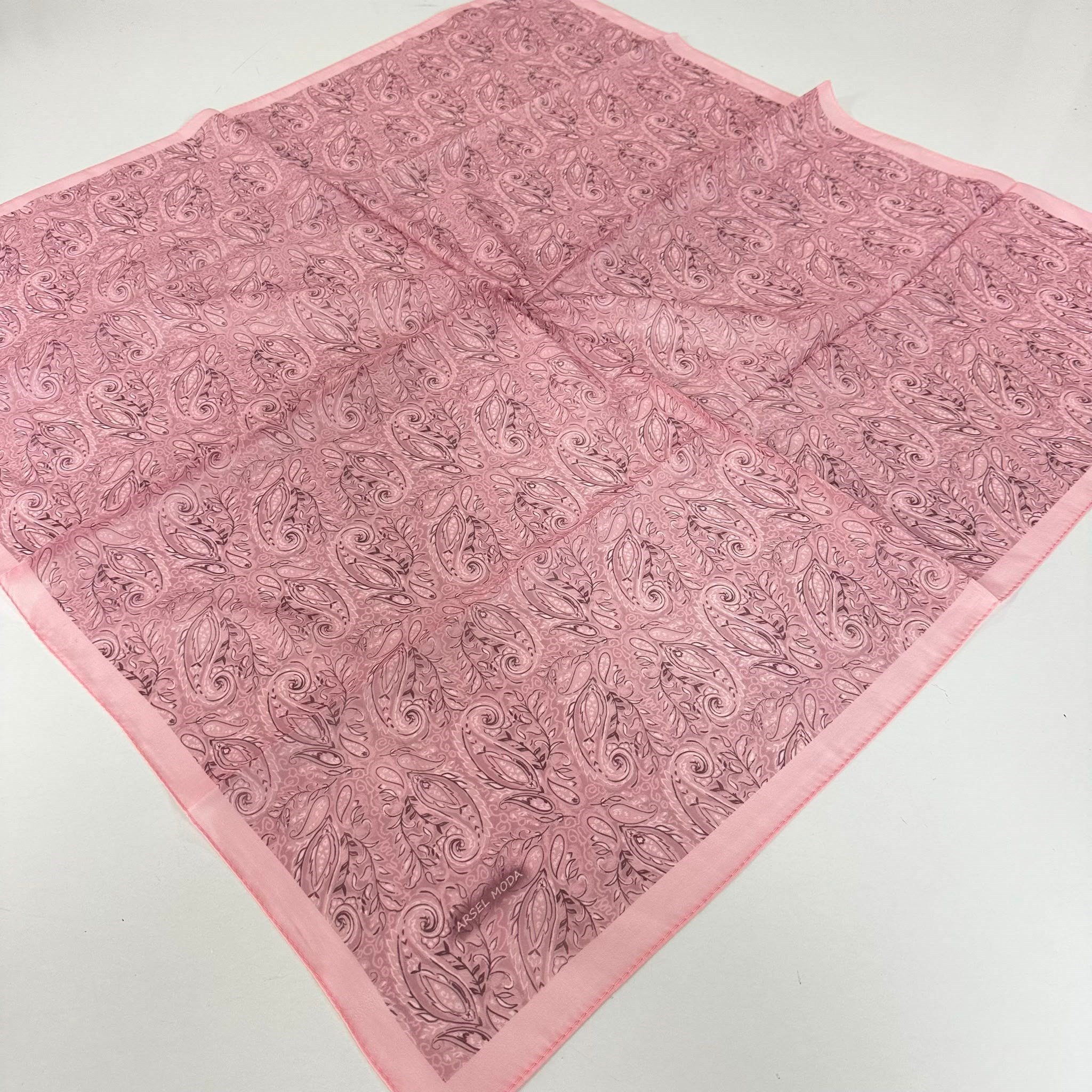 ARSEL MODA Soft Pamuklu Eşarp İtalyan Dikişli Pembe Serisi  LRB6907
