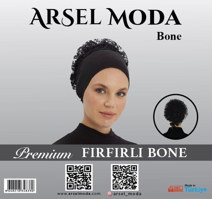 Dikişli Fırfırlı Penye Bone Siyah