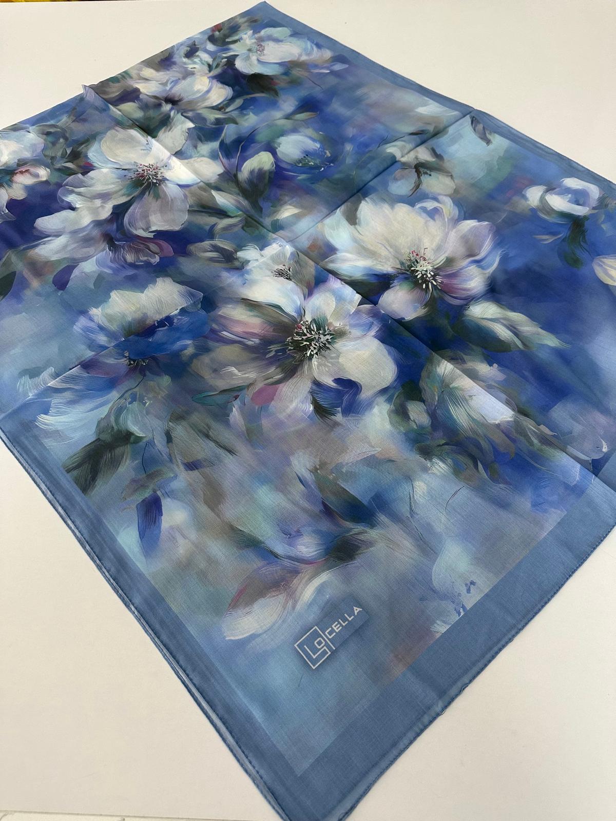 Locella Pamuk Vual Şal Mavi Serisi LWD0804