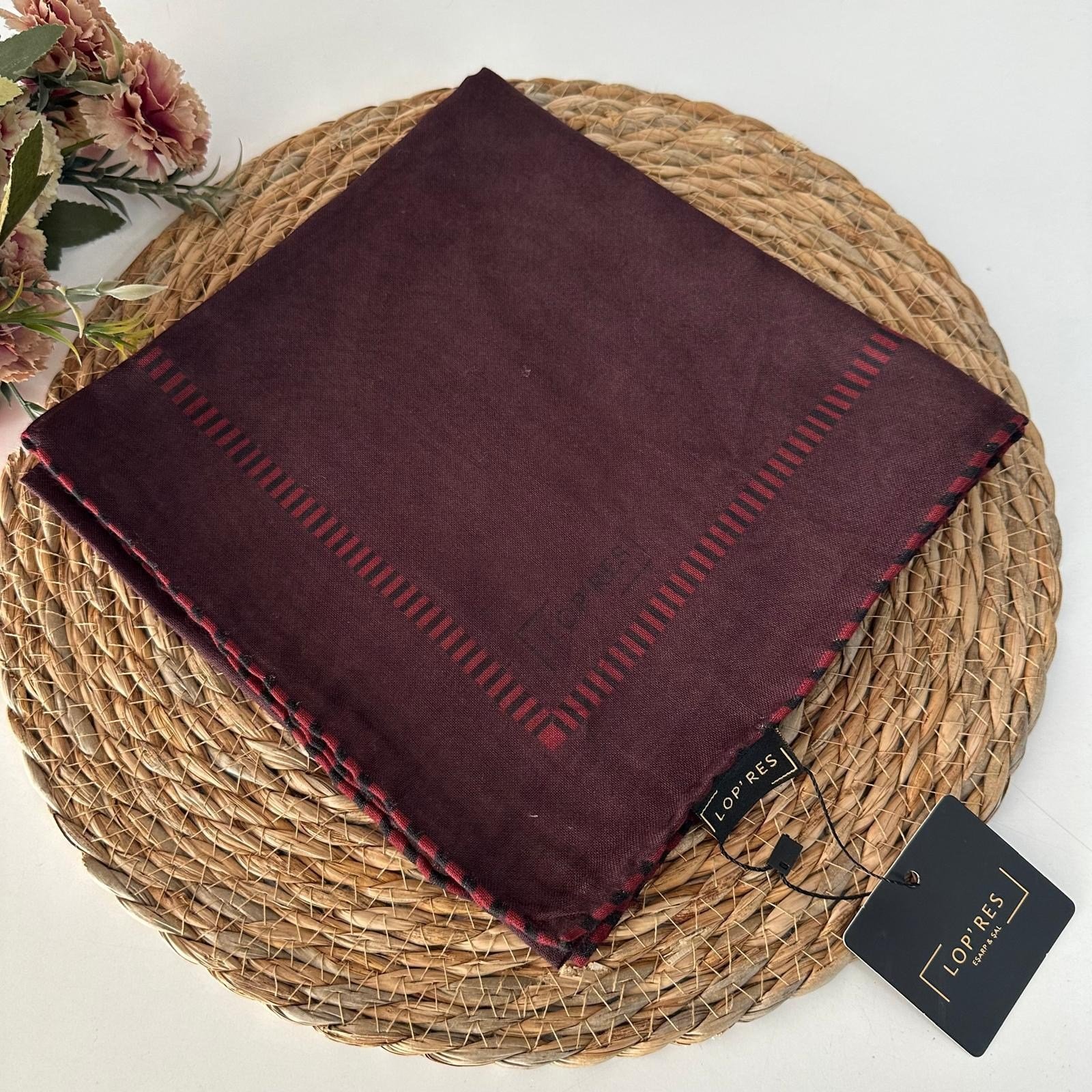 Lop'res Soft Pamuklu Eşarp Bordo LDN6706