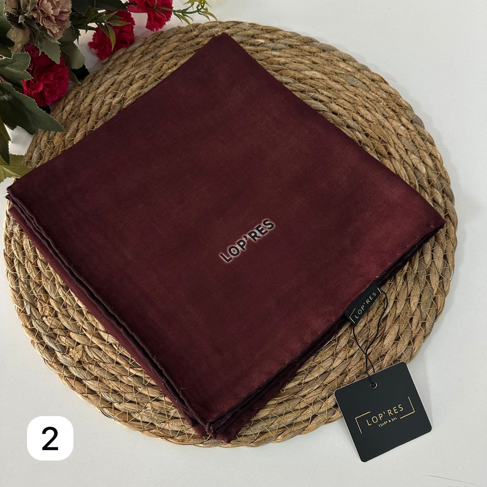 Lop'res Soft Pamuklu Eşarp Bordo LDNA0502