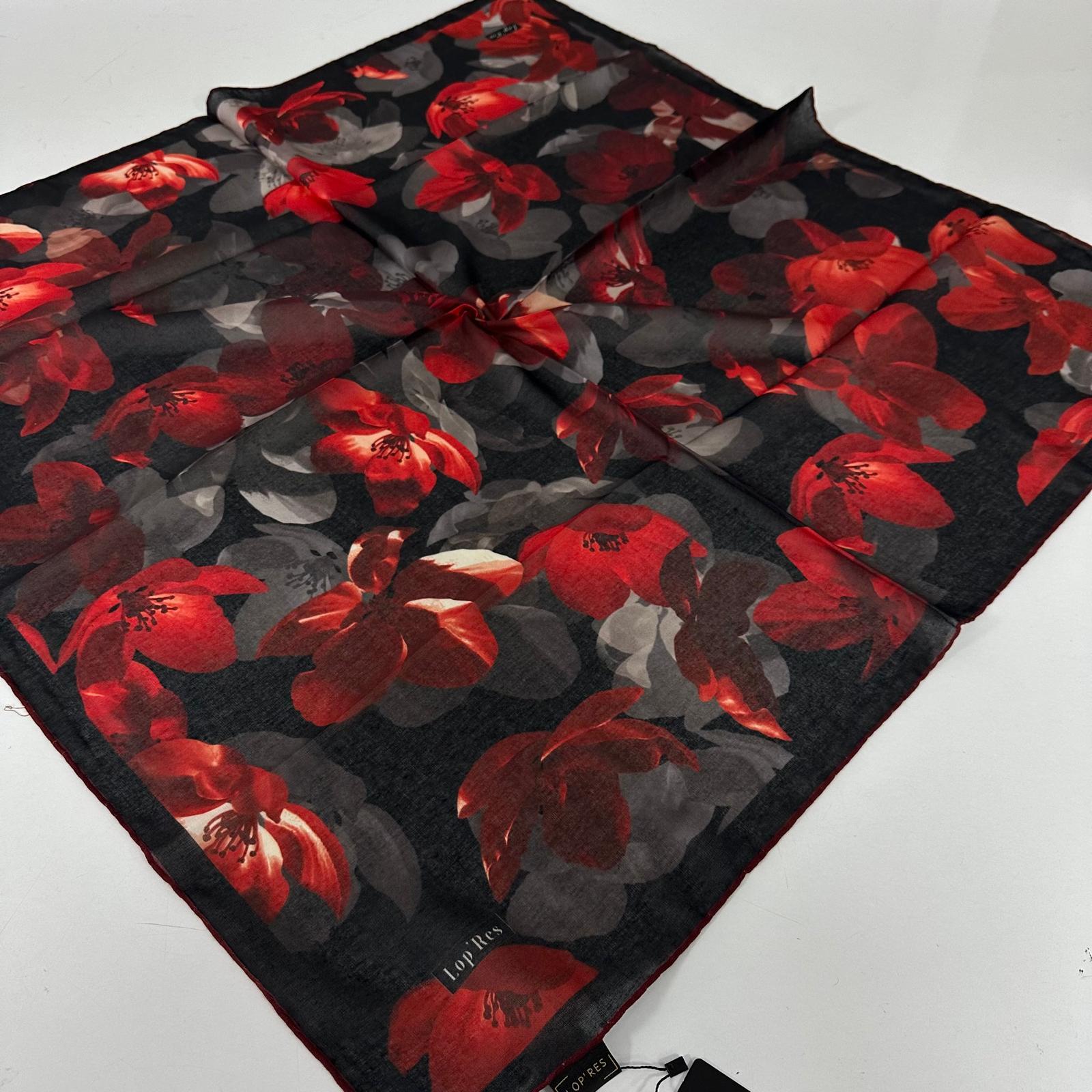 Lop'res Soft Pamuklu Eşarp  Bordo Siyah LDN7501