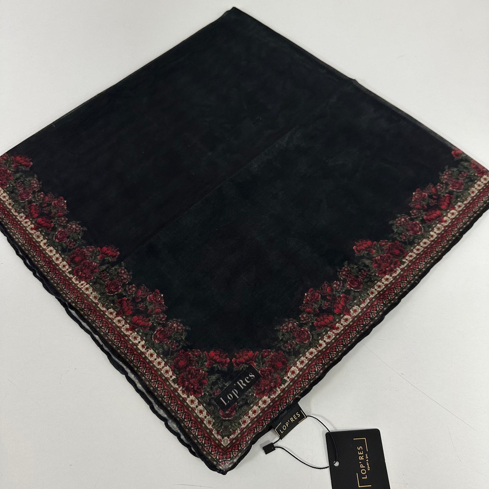 Lop'res Soft Pamuklu Eşarp  Bordo Siyah LDN7503