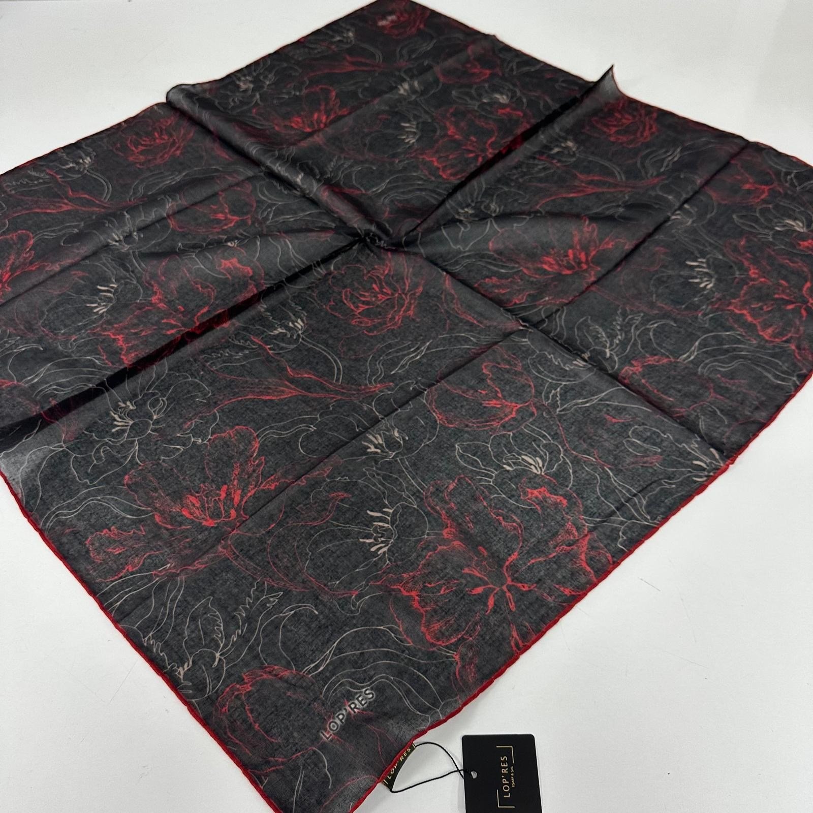 Lop'res Soft Pamuklu Eşarp Bordo  Siyah LDN7504