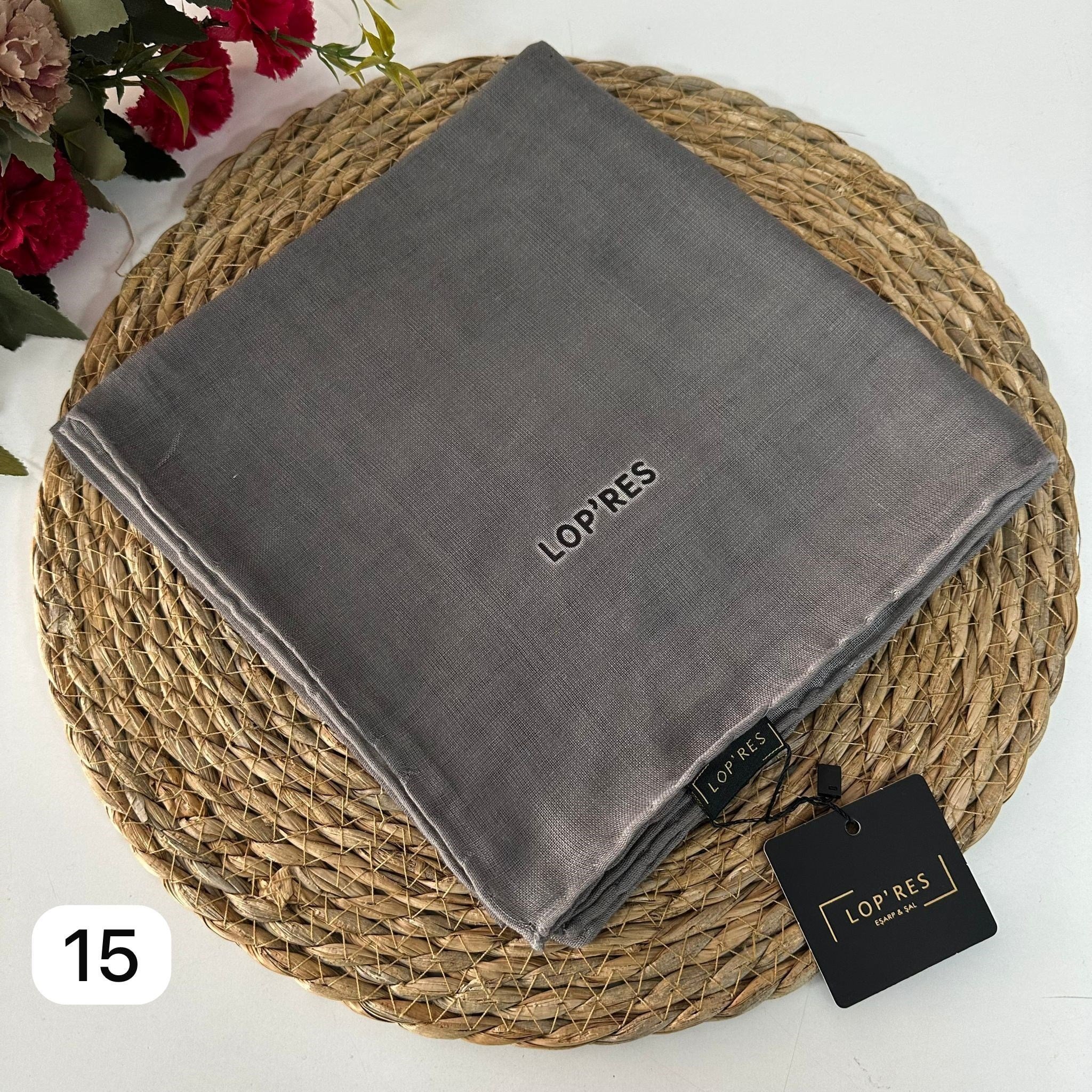 Lop'res Soft Pamuklu Eşarp Gri LDNA0515