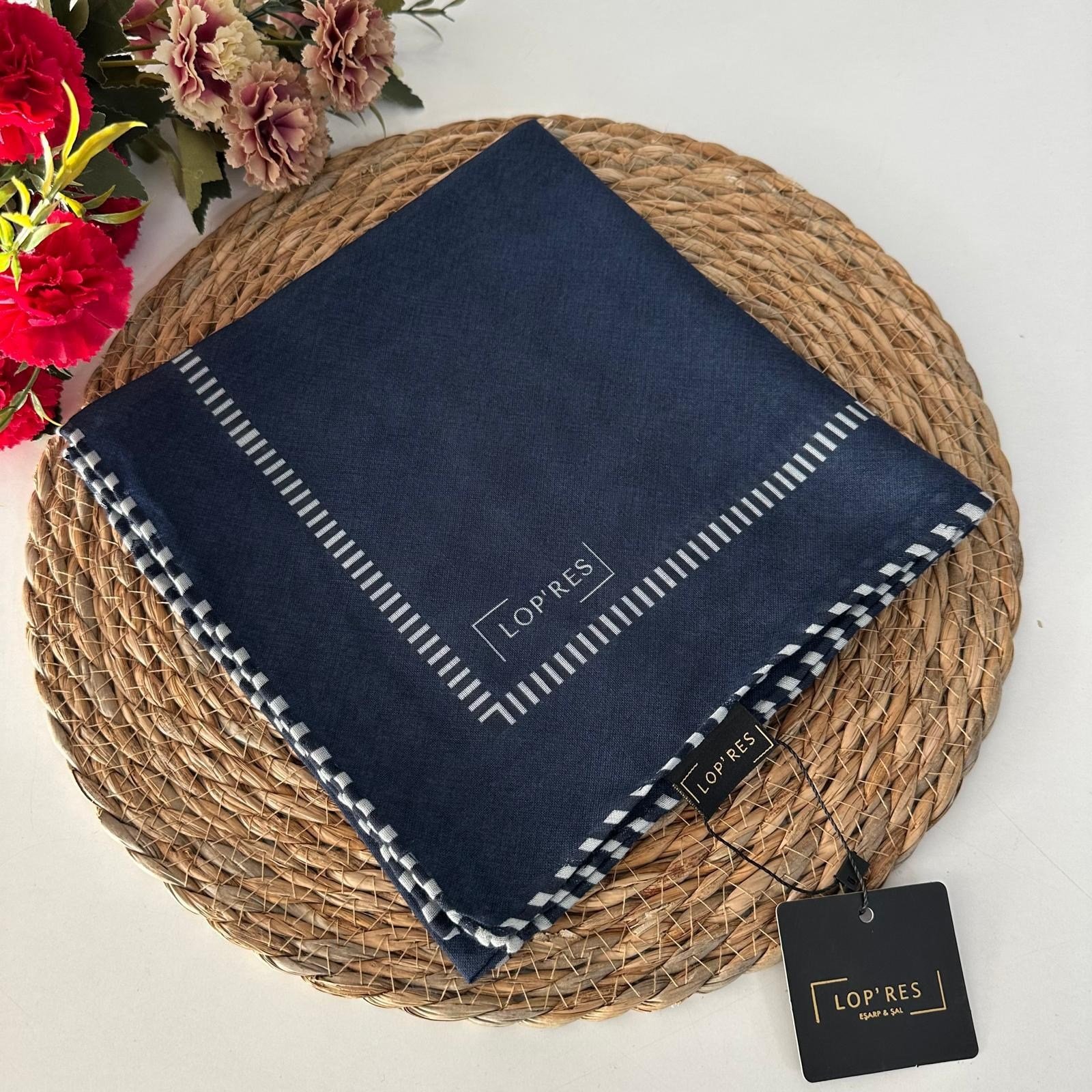 Lop'res Soft Pamuklu Eşarp Lacivert LDN6715