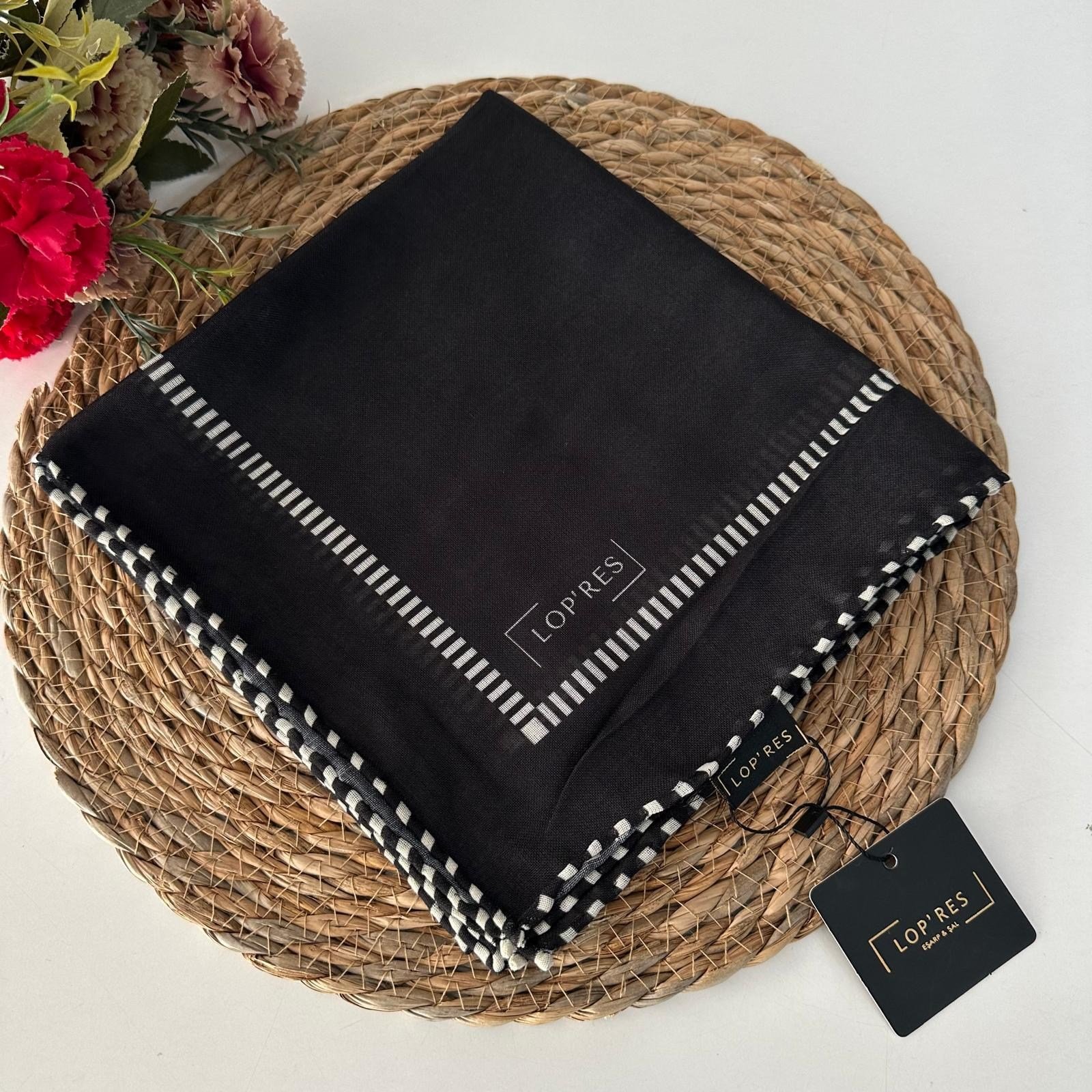 Lop'res Soft Pamuklu Eşarp Siyah  LDN6701