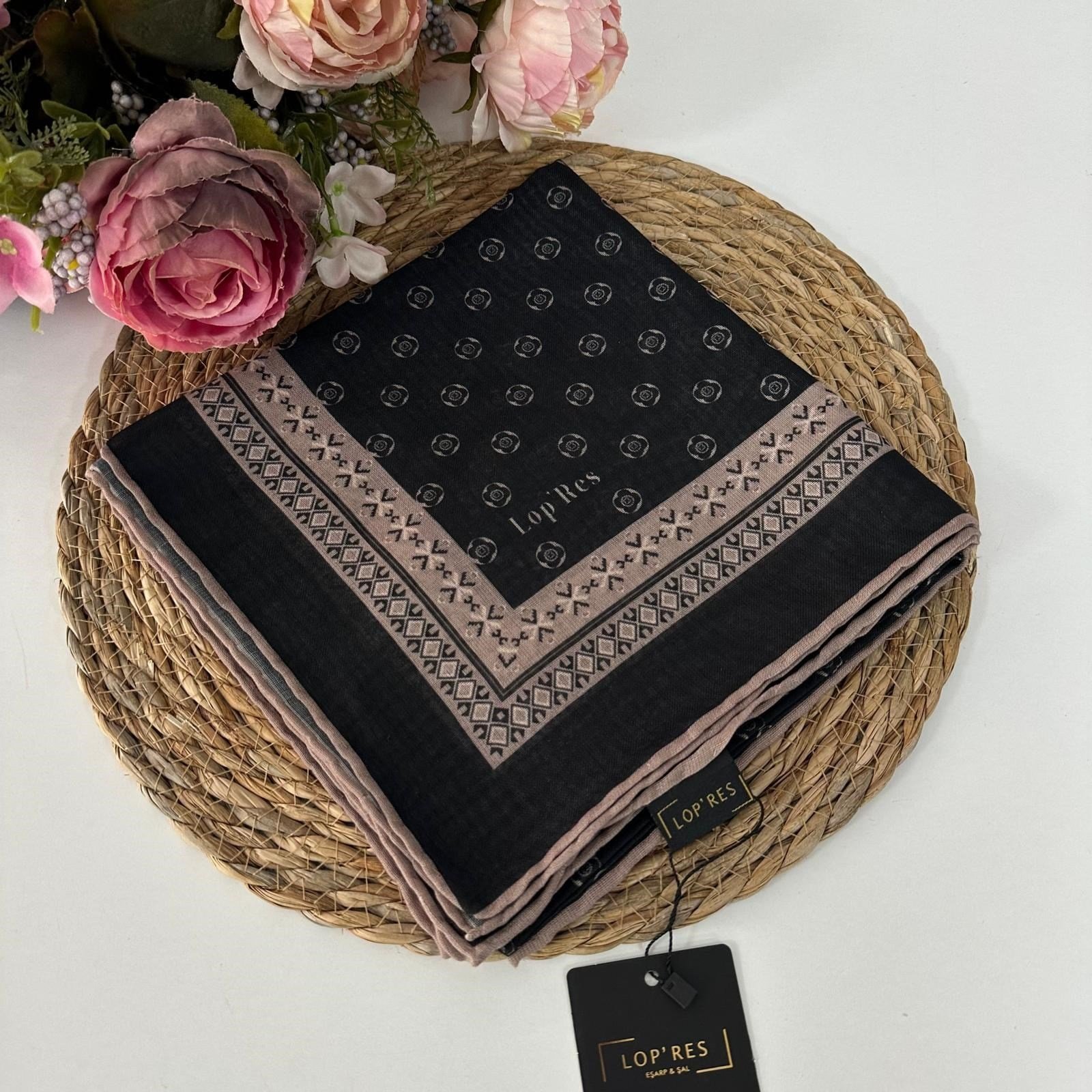 Lop'res Soft Pamuklu Eşarp Siyah Vizyon   LDNA1504