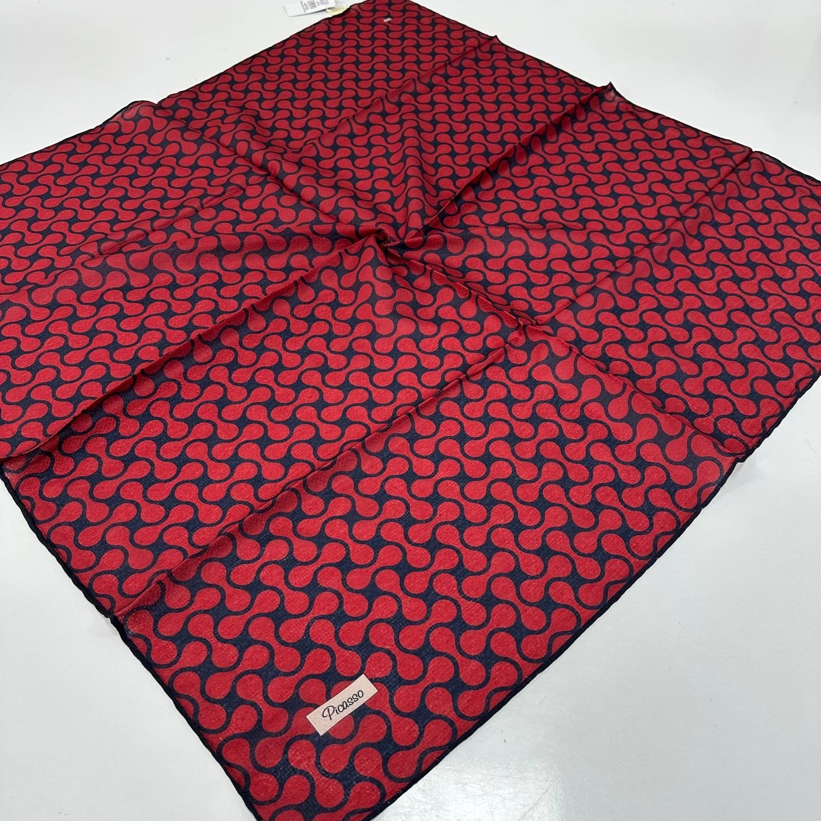 Picasso Jakarlı Soft Eşarp Bordo - Lacivert LDFZ0503
