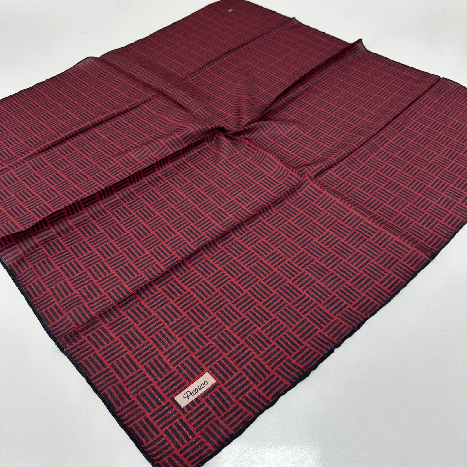 Picasso Jakarlı Soft Eşarp Bordo - Lacivert LDFZ0510