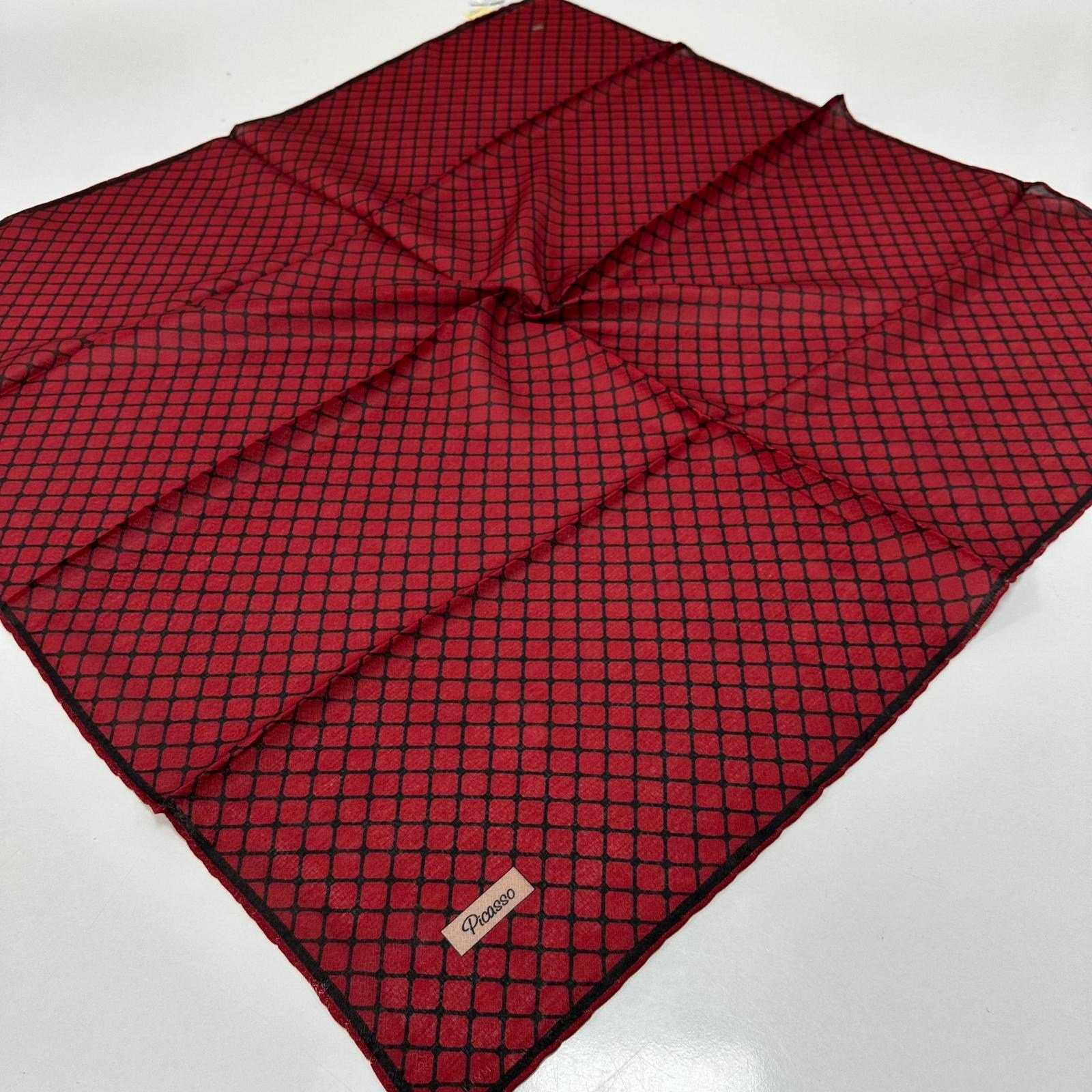 Picasso Jakarlı Soft Eşarp Bordo - Siyah LDFZ0507