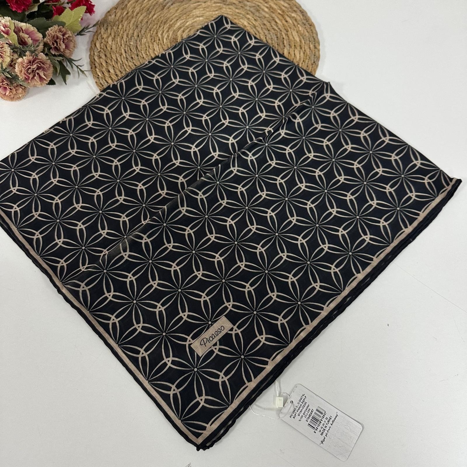 Picasso Soft Pamuklu Eşarp Siyah Vizyon Serisi  LDFZ0608