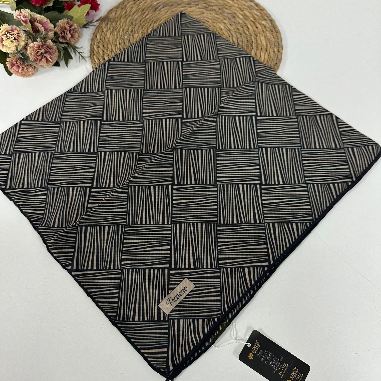 Picasso Soft Pamuklu Eşarp Siyah Vizyon Serisi  LDFZ0610