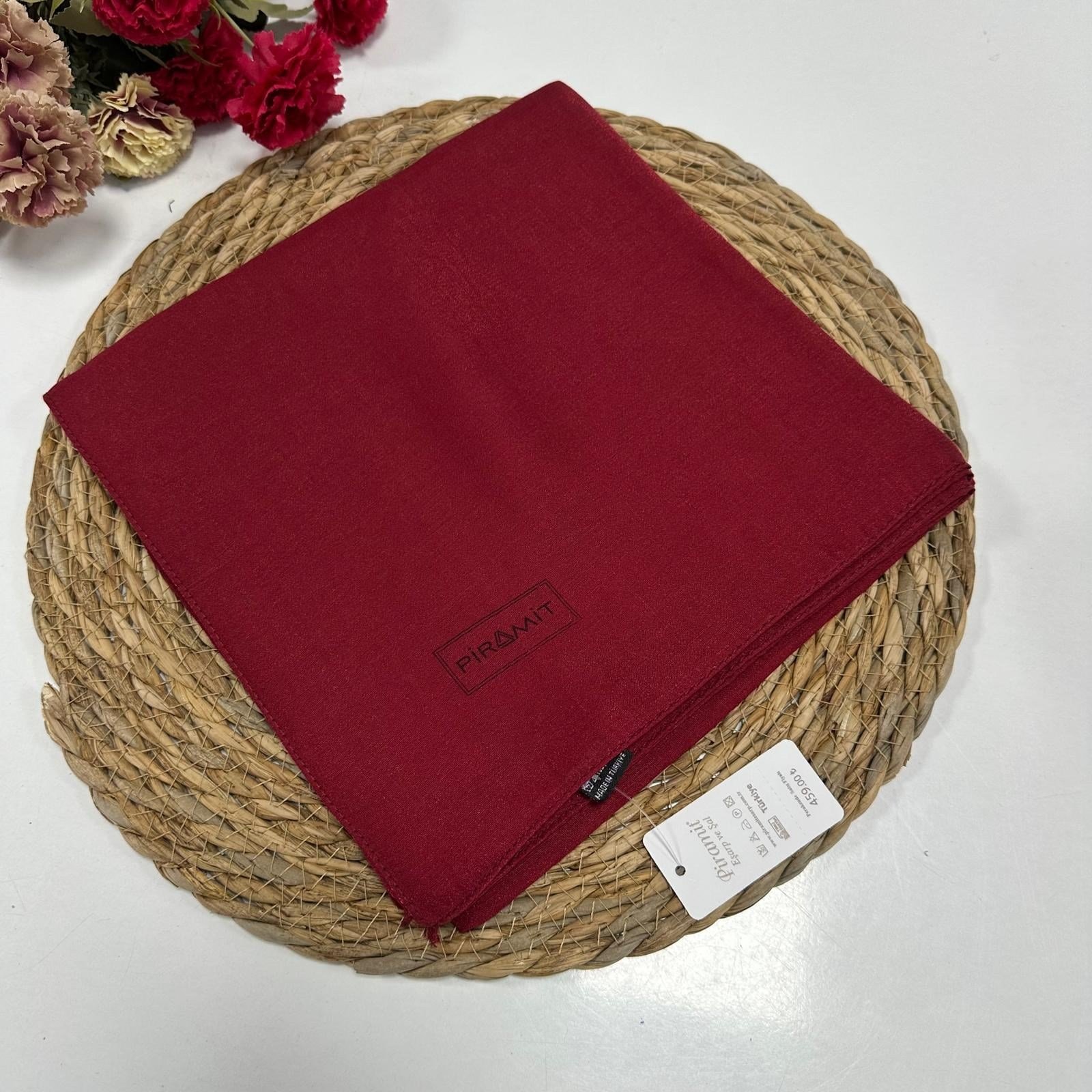 Piramit Kehribar Eşarp Koyu Kırmızı LTP0222