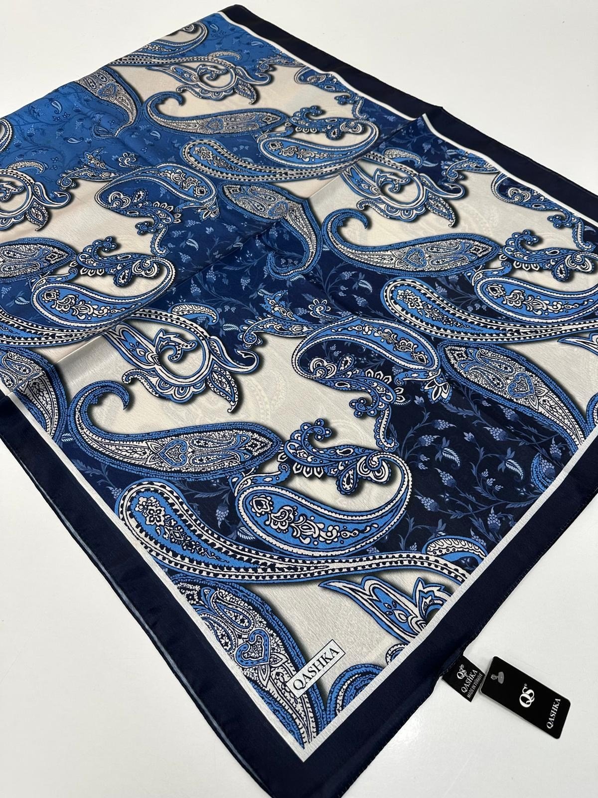 QASHKA Saten İpek Şal Etro Desen LBT0116