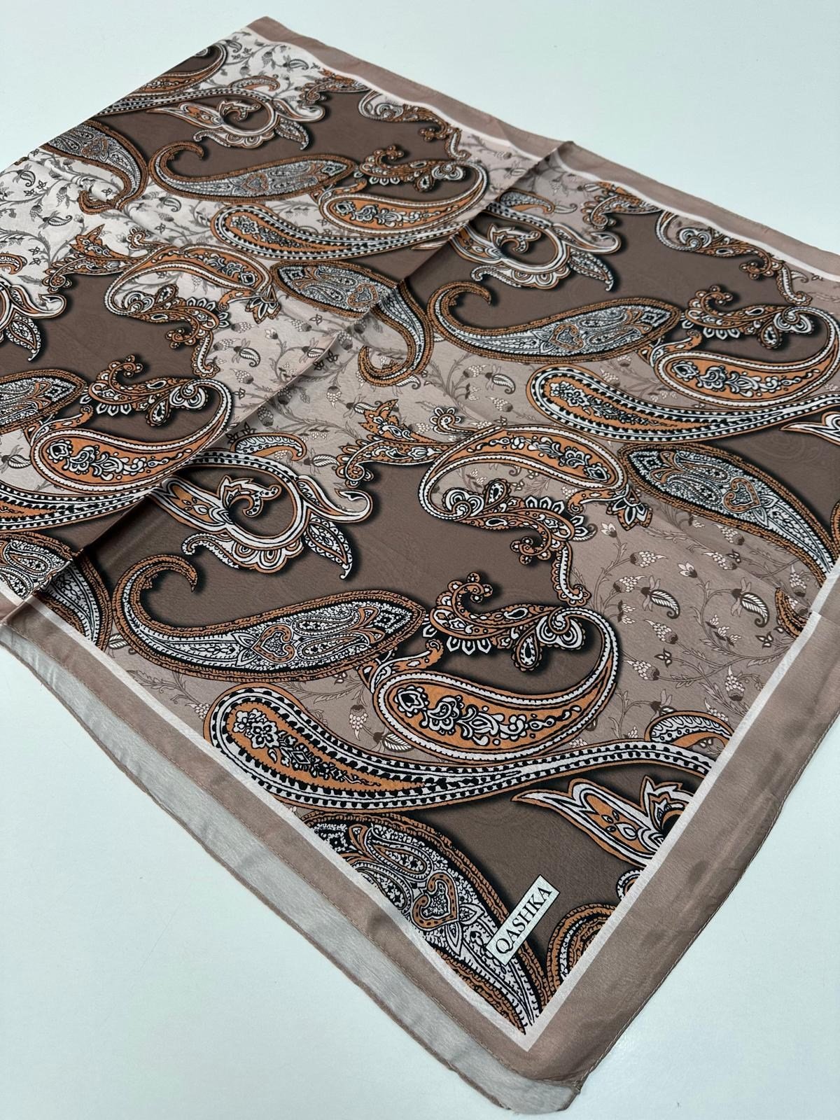 QASHKA Saten İpek Şal Etro Desen LBT0119