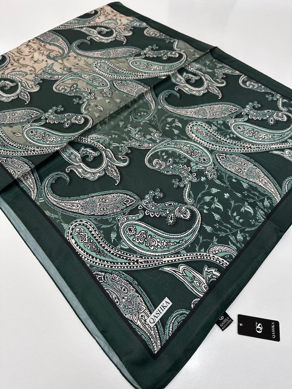 QASHKA Saten İpek Şal Etro Desen LBT0109