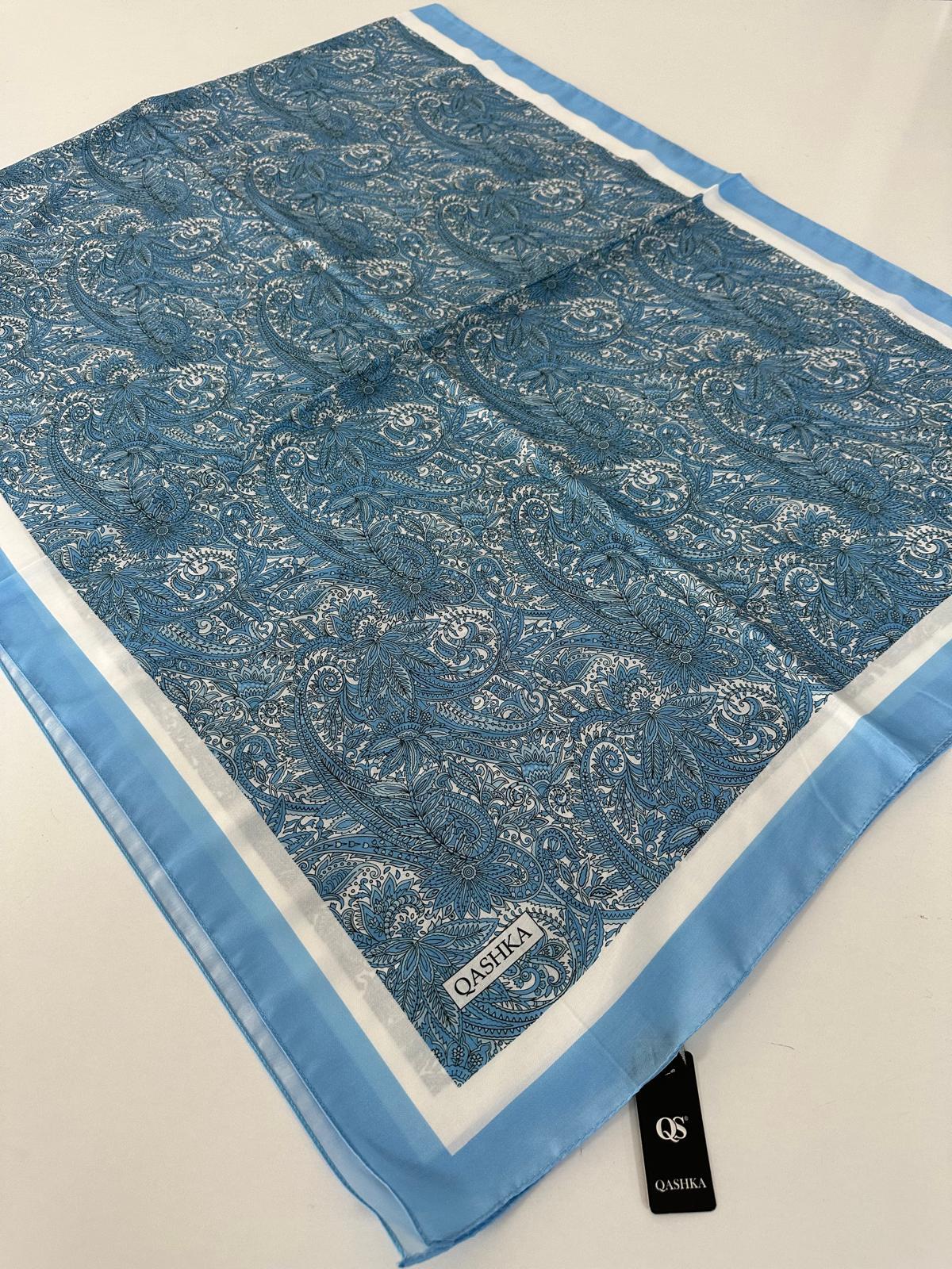 QASHKA Soft Pamuklu Şal Buz Mavisi Serisi LBD1807