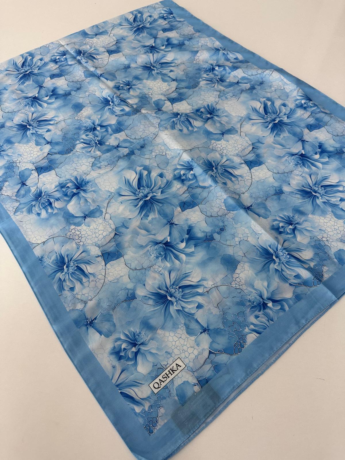 QASHKA Soft Pamuklu Şal Buz Mavisi Serisi LBD1804