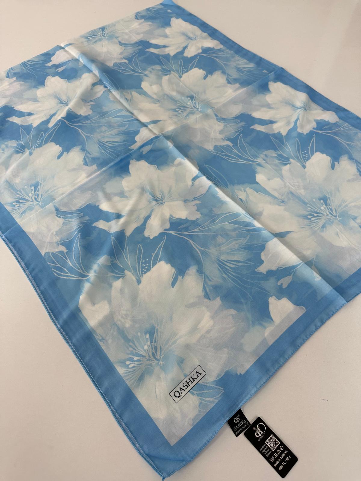 QASHKA Soft Pamuklu Şal Buz Mavisi Serisi LBD1805
