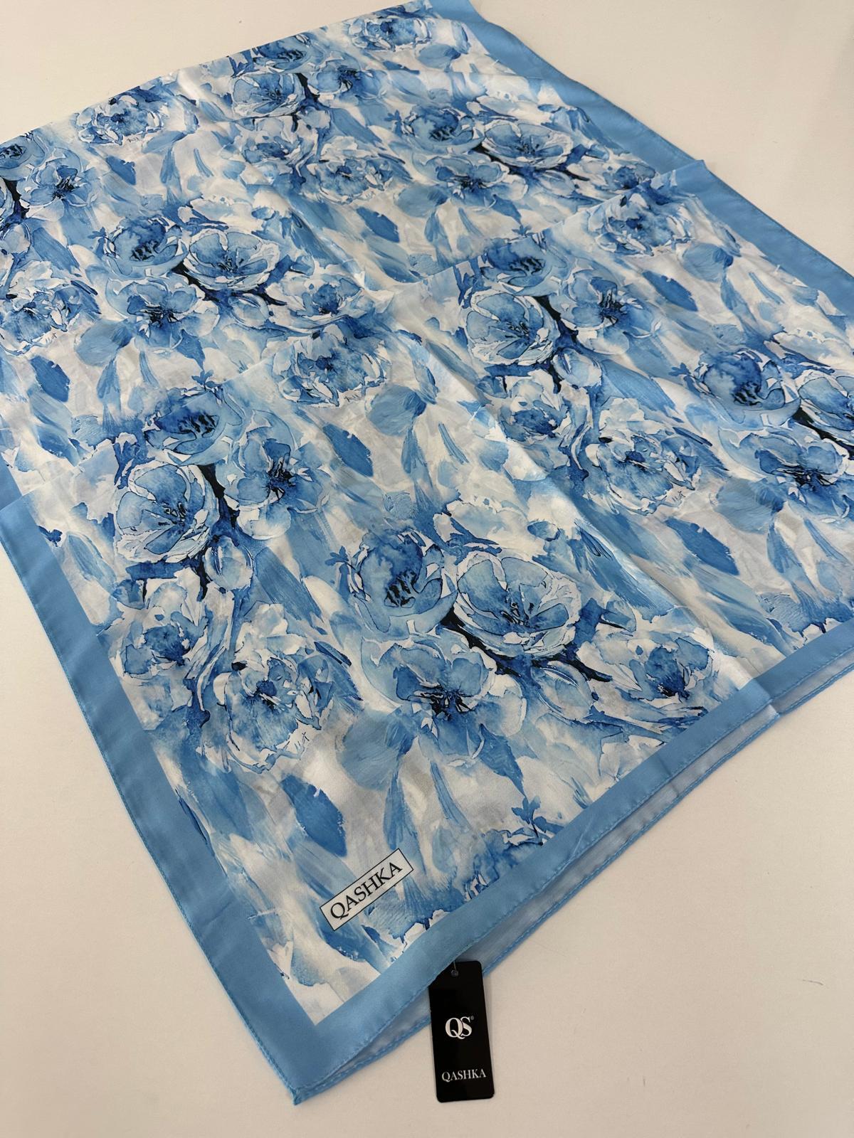 QASHKA Soft Pamuklu Şal Buz Mavisi Serisi LBD1802